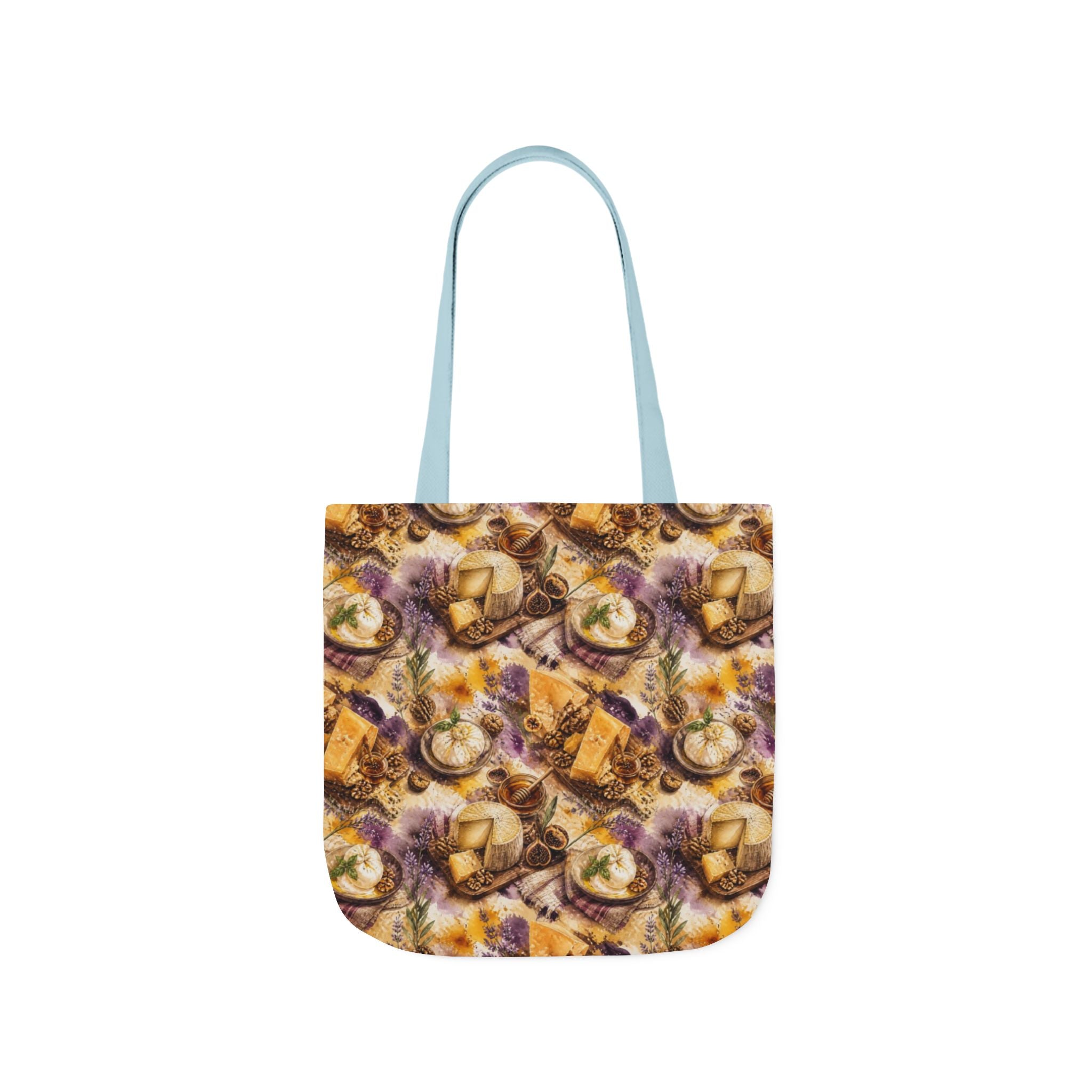 Italian Cheese Board Canvas Tote Bag Mediterranean Kitchen Watercolor Splash Design Italian Cottagecore Gift