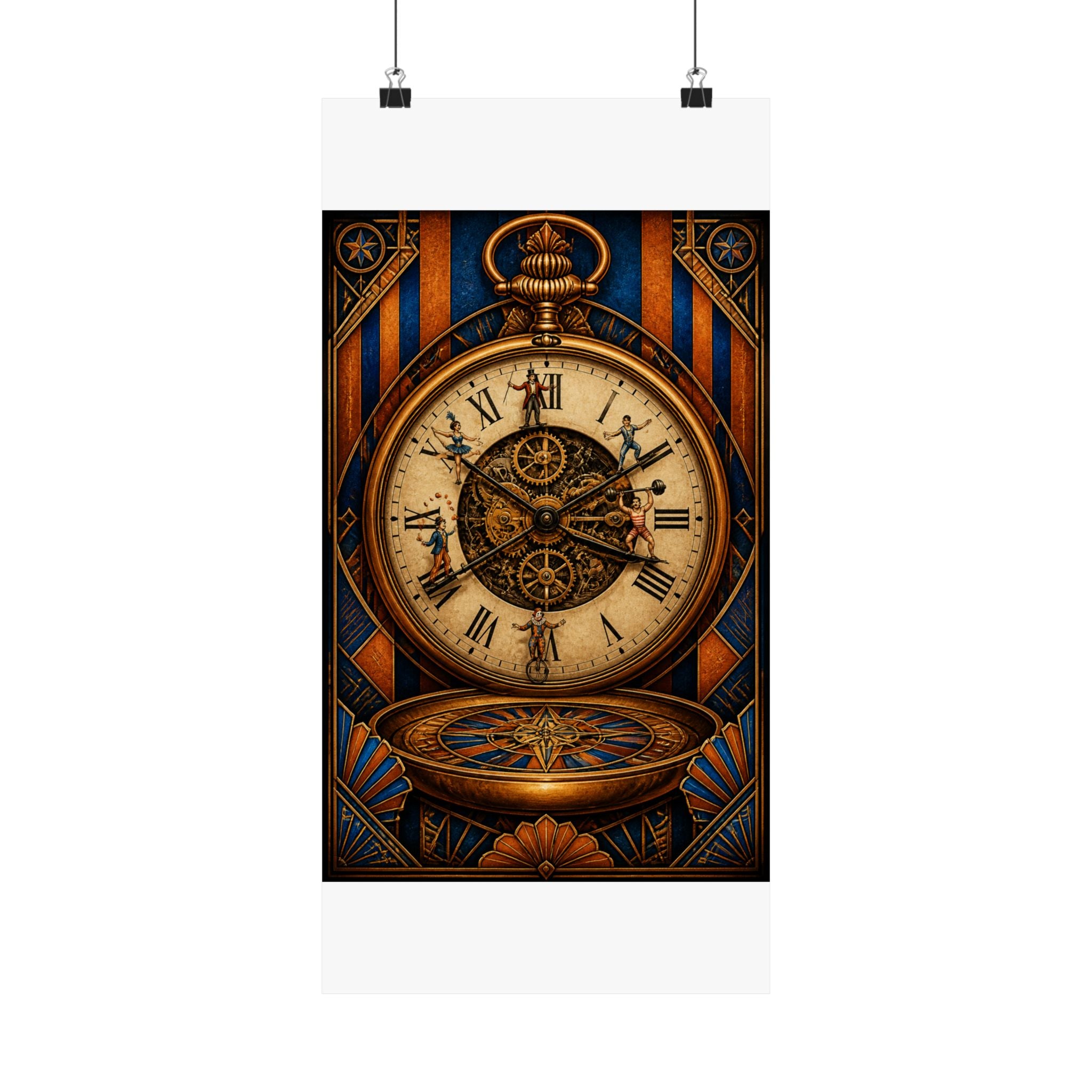 Pocket Watch Performers Wall Art Poster 18×24 Art Deco Entryway Decor Maximalist Print