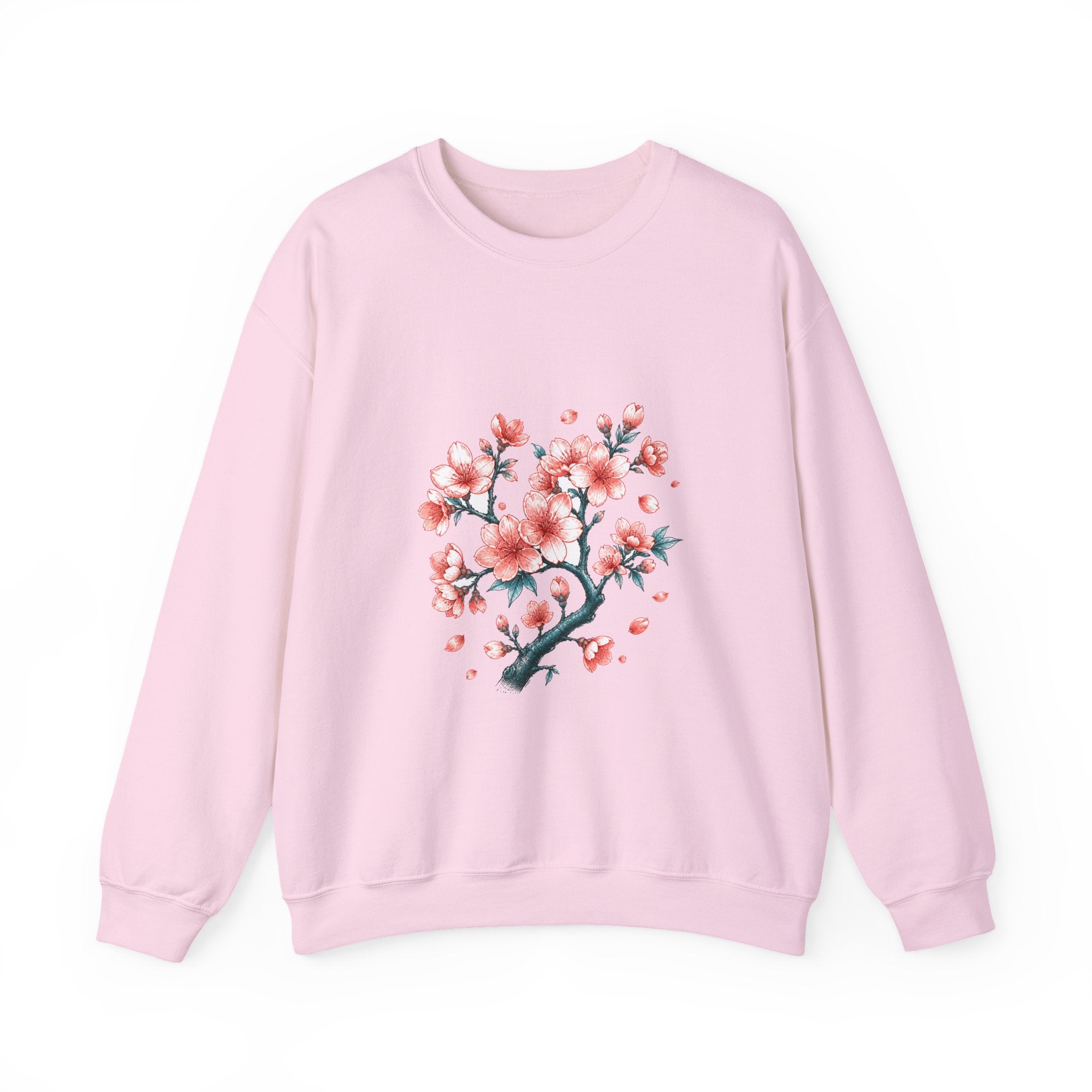Matching Couple Sweatshirt - Cherry Blossom & Maple Leaf Matching Couple Premium Fleece Sweatshirt Hand-Drawn Art His Hers Anniversary Gift - Design A