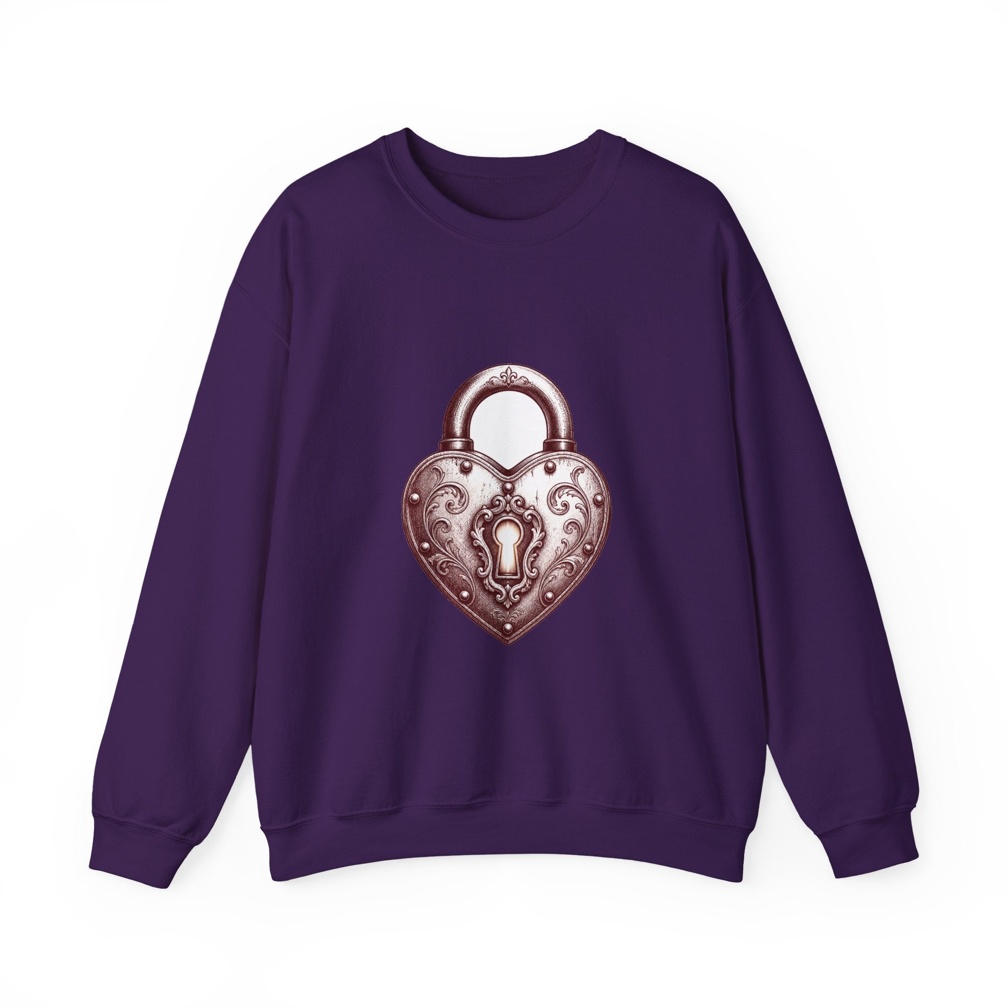 Matching Couple Sweatshirt - Key & Lock Matching Couple Premium Fleece Sweatshirt Hand-Drawn Art His Hers Anniversary Gift - Design B
