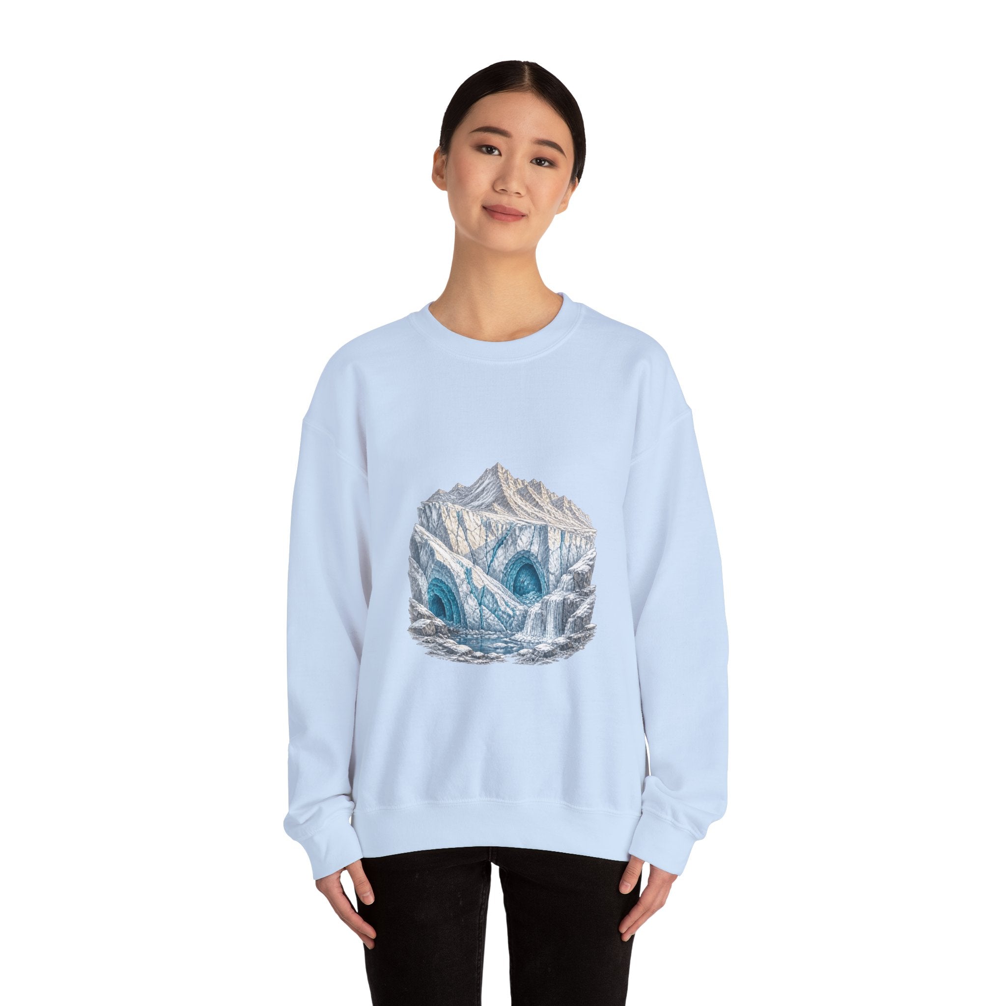 Matching Couple Sweatshirt - Volcano & Glacier Matching Couple Comfort Colors Crew Hand-Drawn Art His Hers Anniversary Gift - Design B