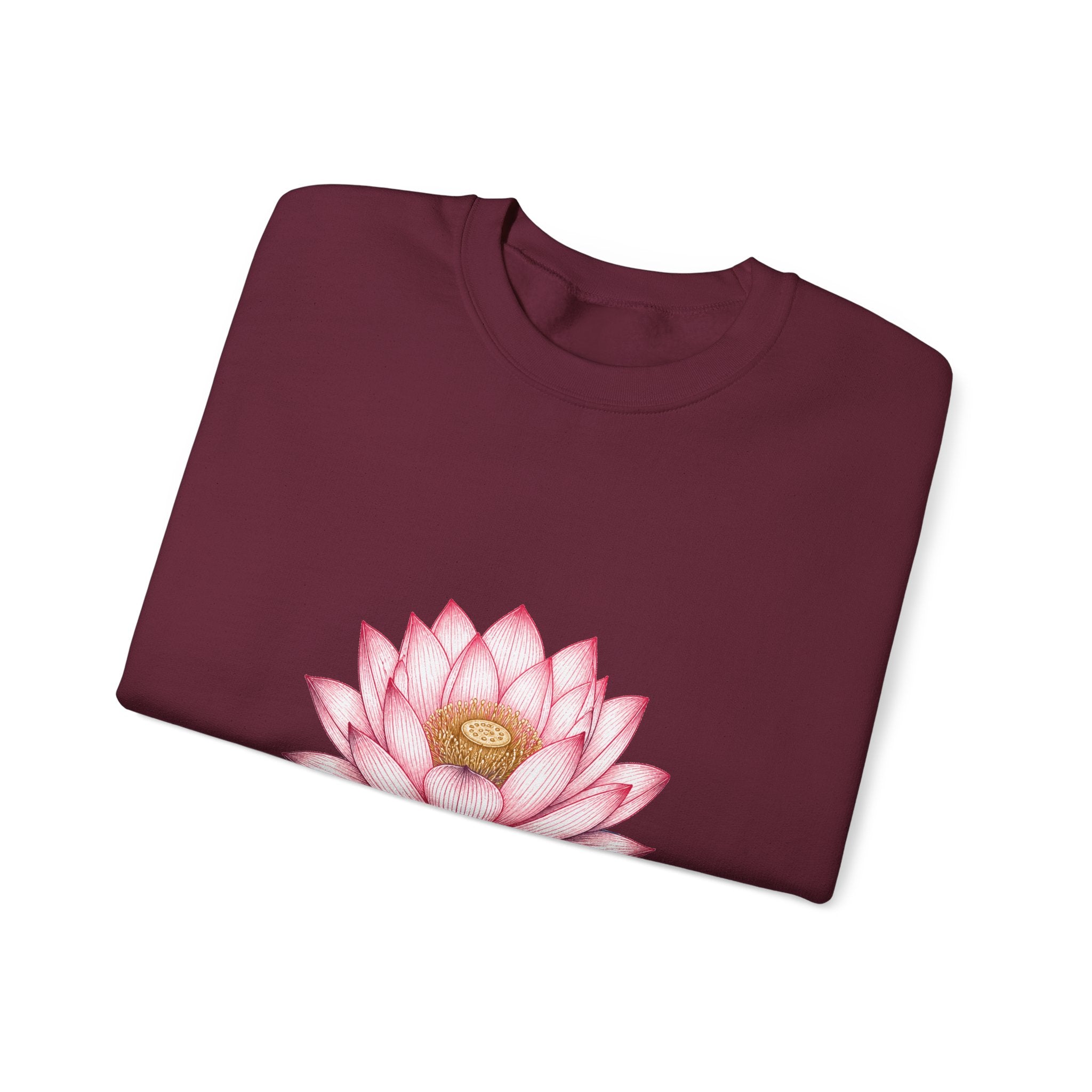 Matching Couple Sweatshirt - Open & Closed Lotus Matching Couple Premium Fleece Sweatshirt Hand-Drawn Art His Hers Anniversary Gift - Design A
