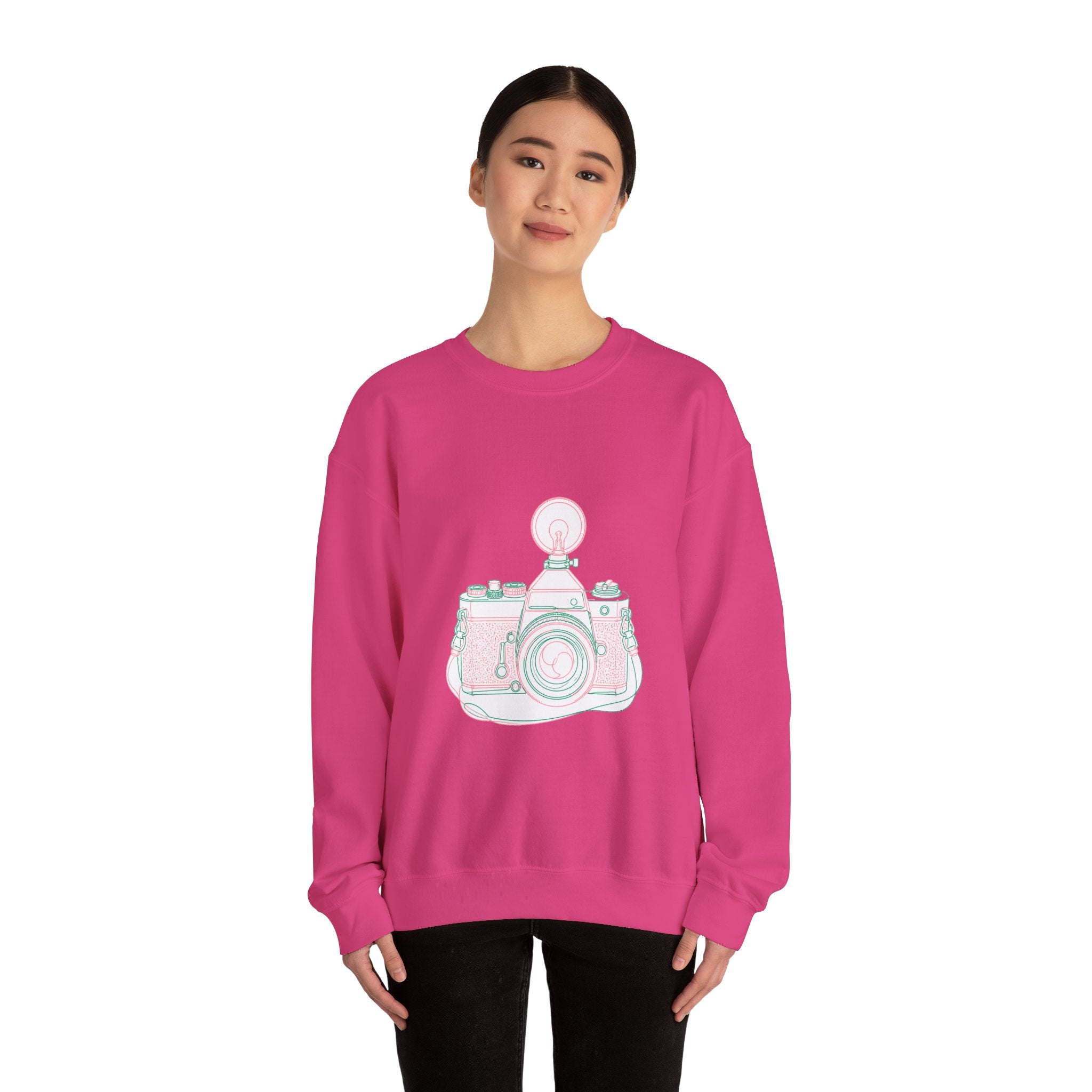 Matching Couple Sweatshirt - Camera & Film Matching Couple Crewneck Sweatshirt Minimalist Art His Hers Valentine Gift - Design A