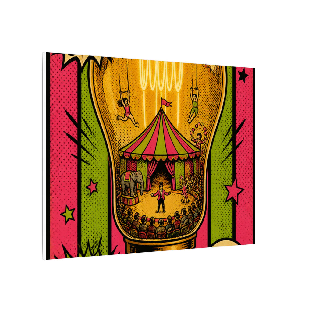 Light Bulb Circus Wall Art Canvas 16×20 Pop Art Living Room Decor Maximalist Print