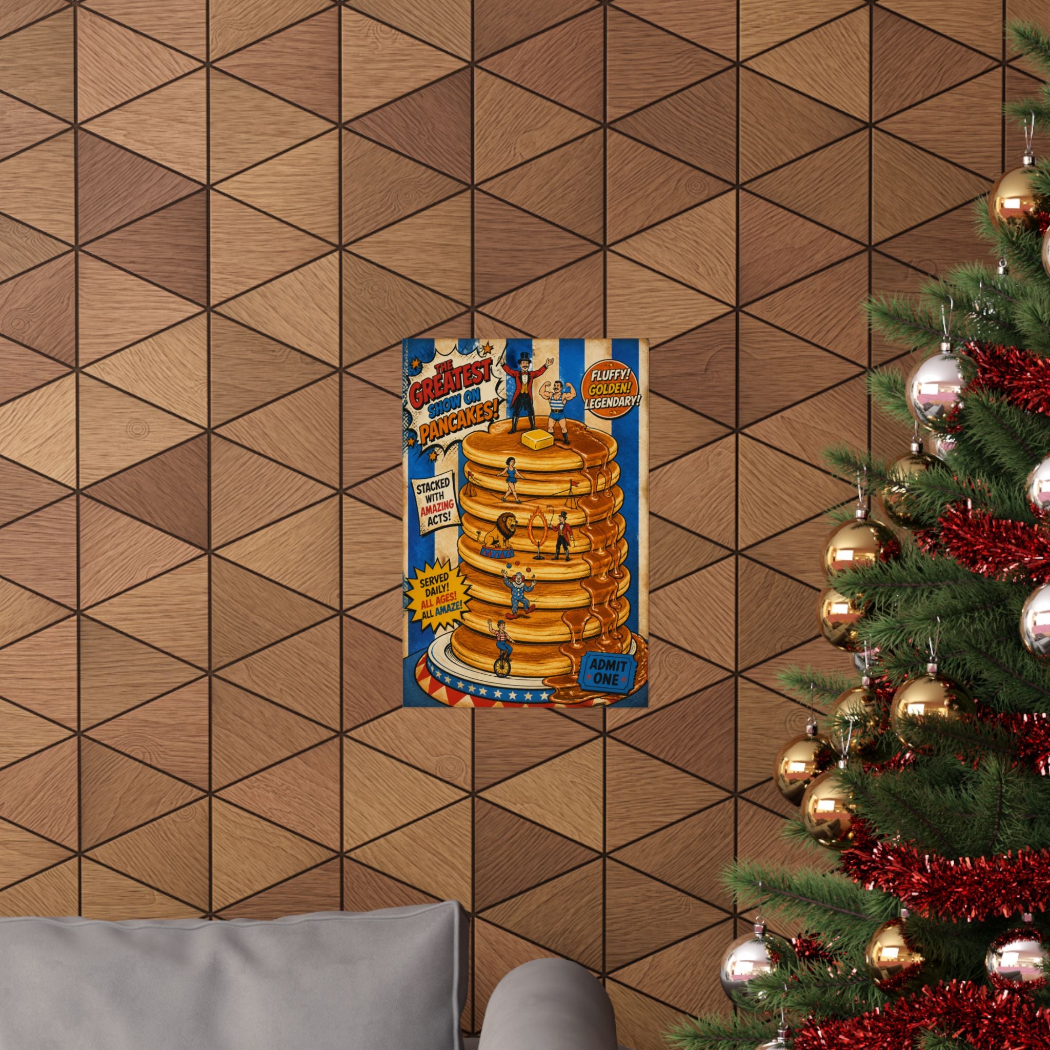 Pancake Stack Platform Wall Art Poster 24×36 Pop Art Restaurant Decor Maximalist Print