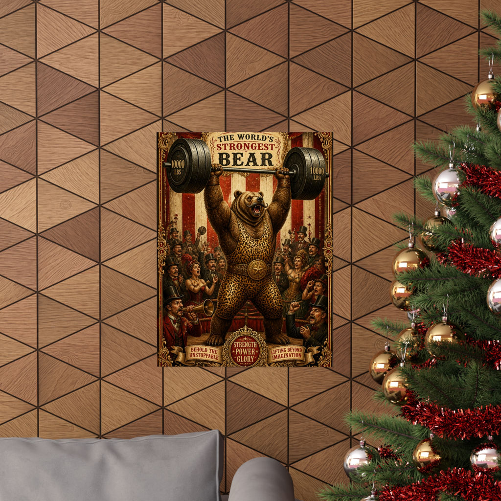 Strongman Bear Wall Art Poster 18×24 Baroque Home Office Decor Maximalist Print