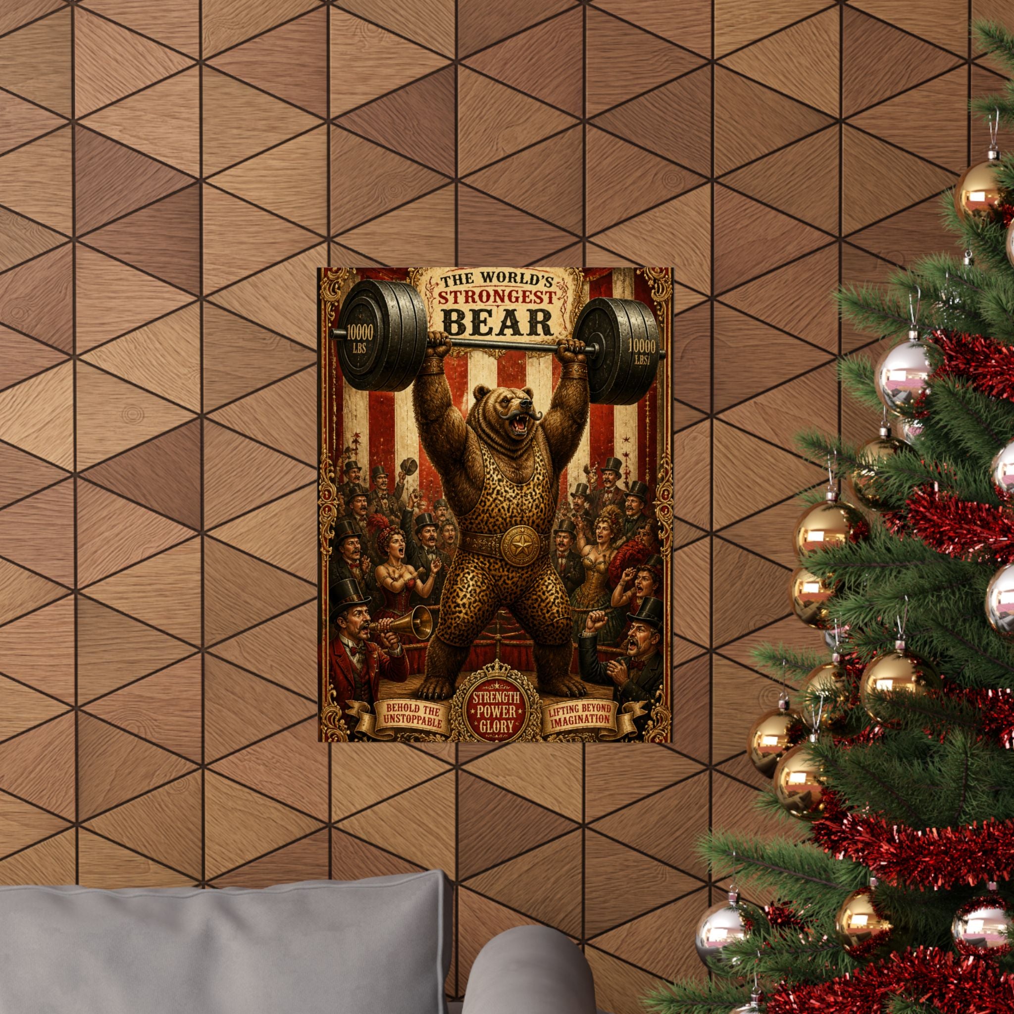 Strongman Bear Wall Art Poster 18×24 Baroque Home Office Decor Maximalist Print