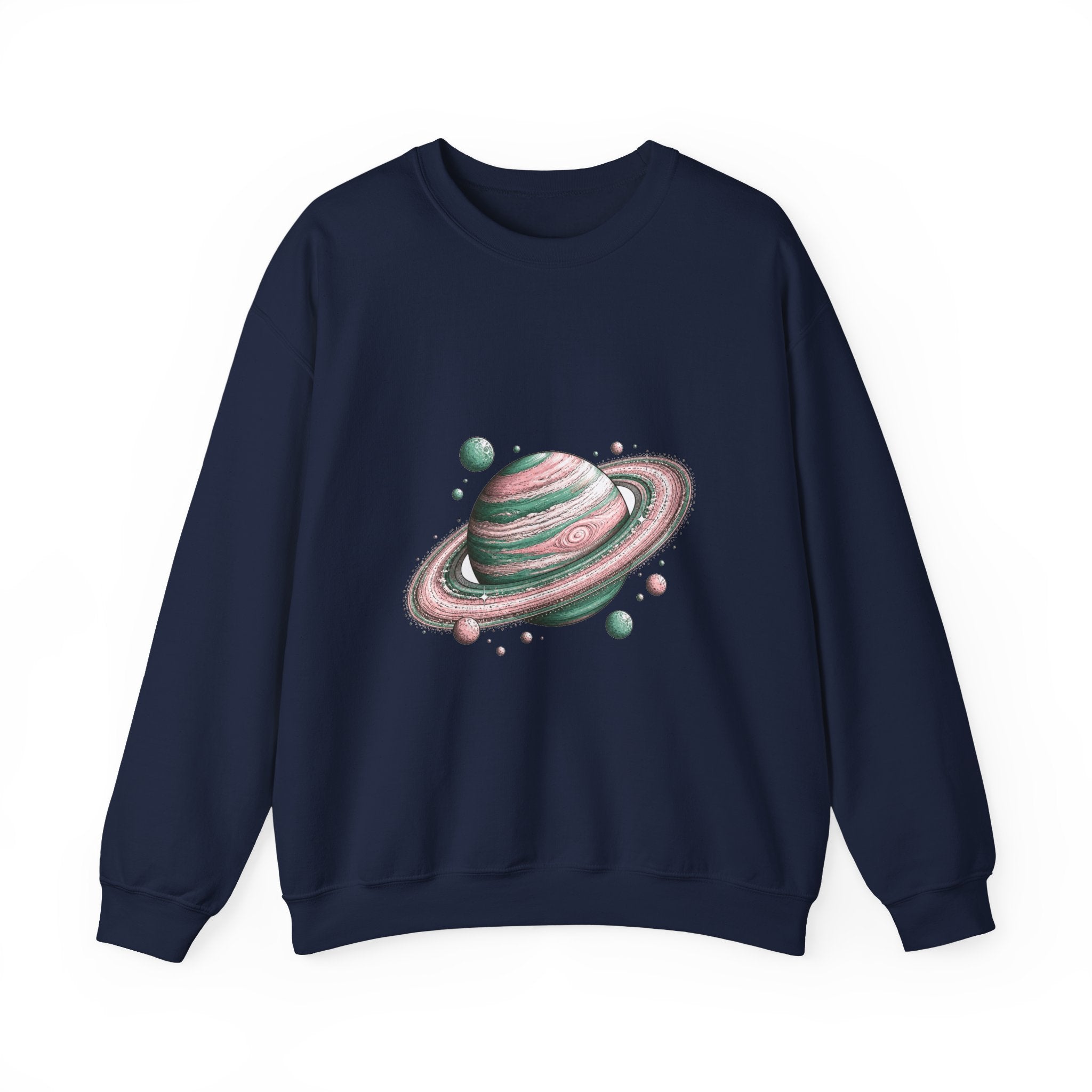 Matching Couple Sweatshirt - Astronaut & Planet Matching Couple Premium Fleece Sweatshirt Hand-Drawn Art His Hers Anniversary Gift - Design B