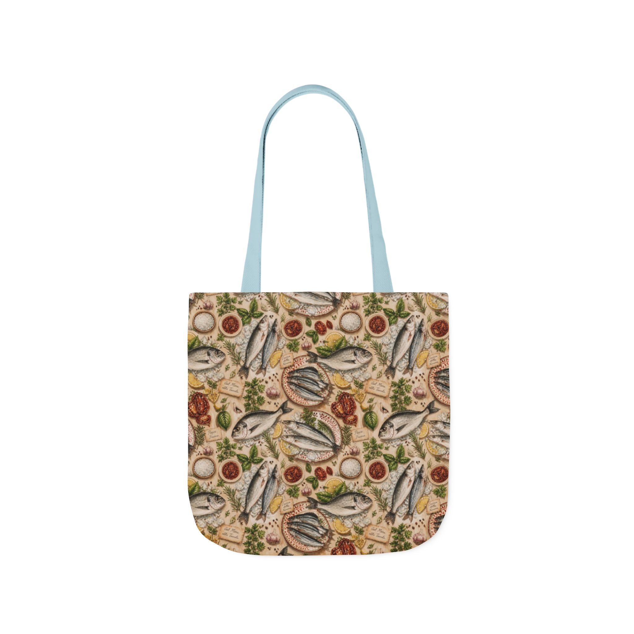 Mediterranean Fish Canvas Tote Bag Mediterranean Kitchen Watercolor Design Italian Cottagecore Gift
