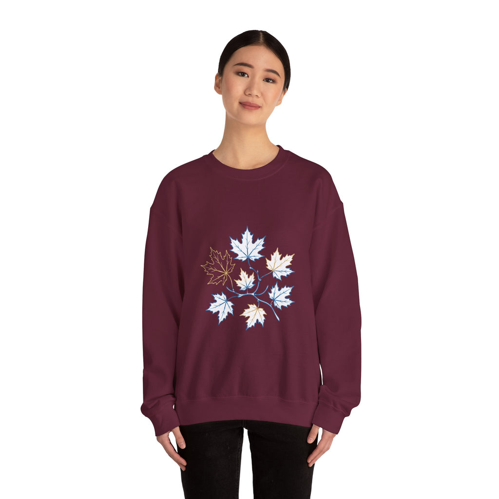 Matching Couple Sweatshirt - Cherry Blossom & Maple Leaf Matching Couple Premium Fleece Sweatshirt Minimalist Art His Hers Christmas Gift - Design B