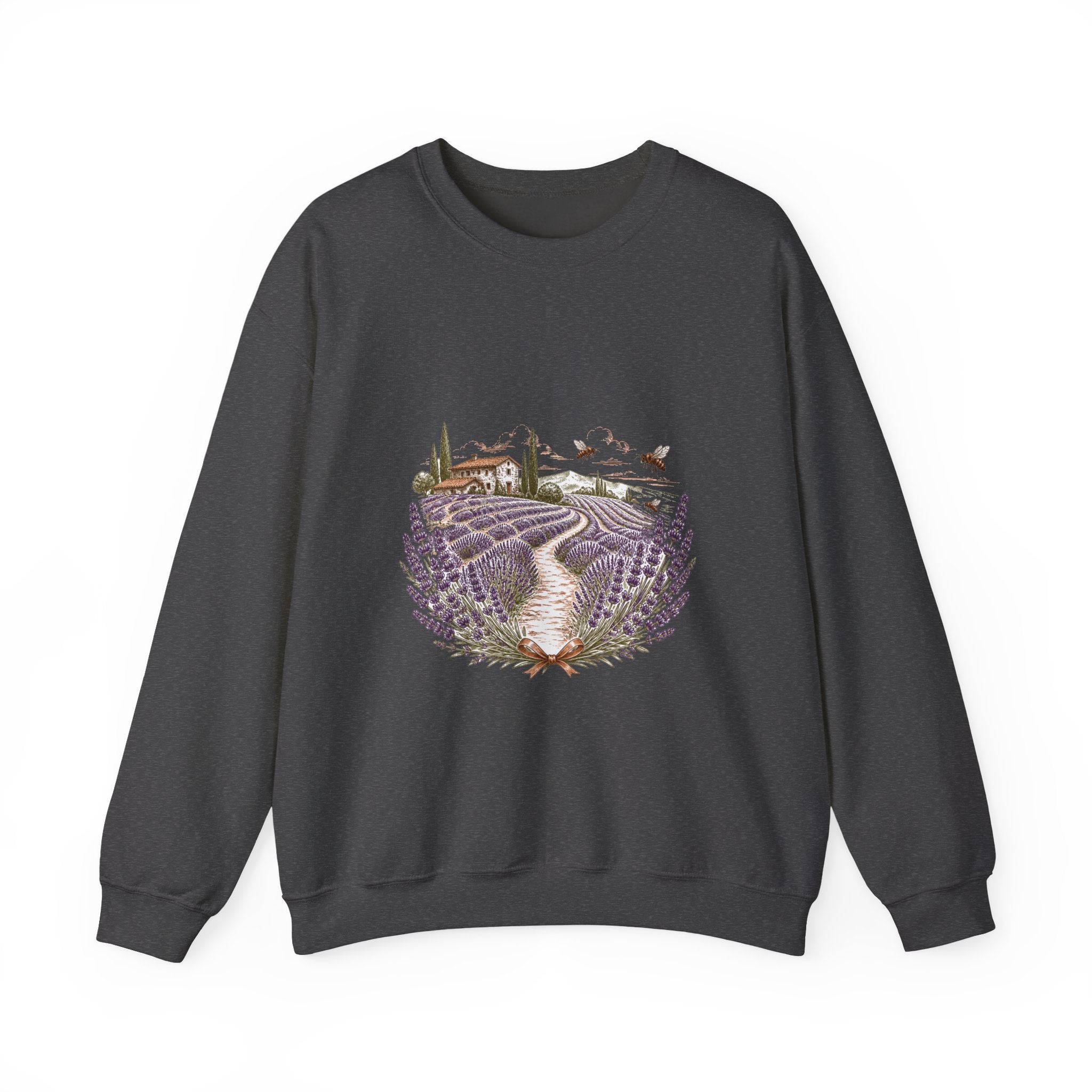 Matching Couple Sweatshirt - Lavender Fields & Canyon Matching Couple Premium Fleece Sweatshirt Hand-Drawn Art His Hers Anniversary Gift - Design A