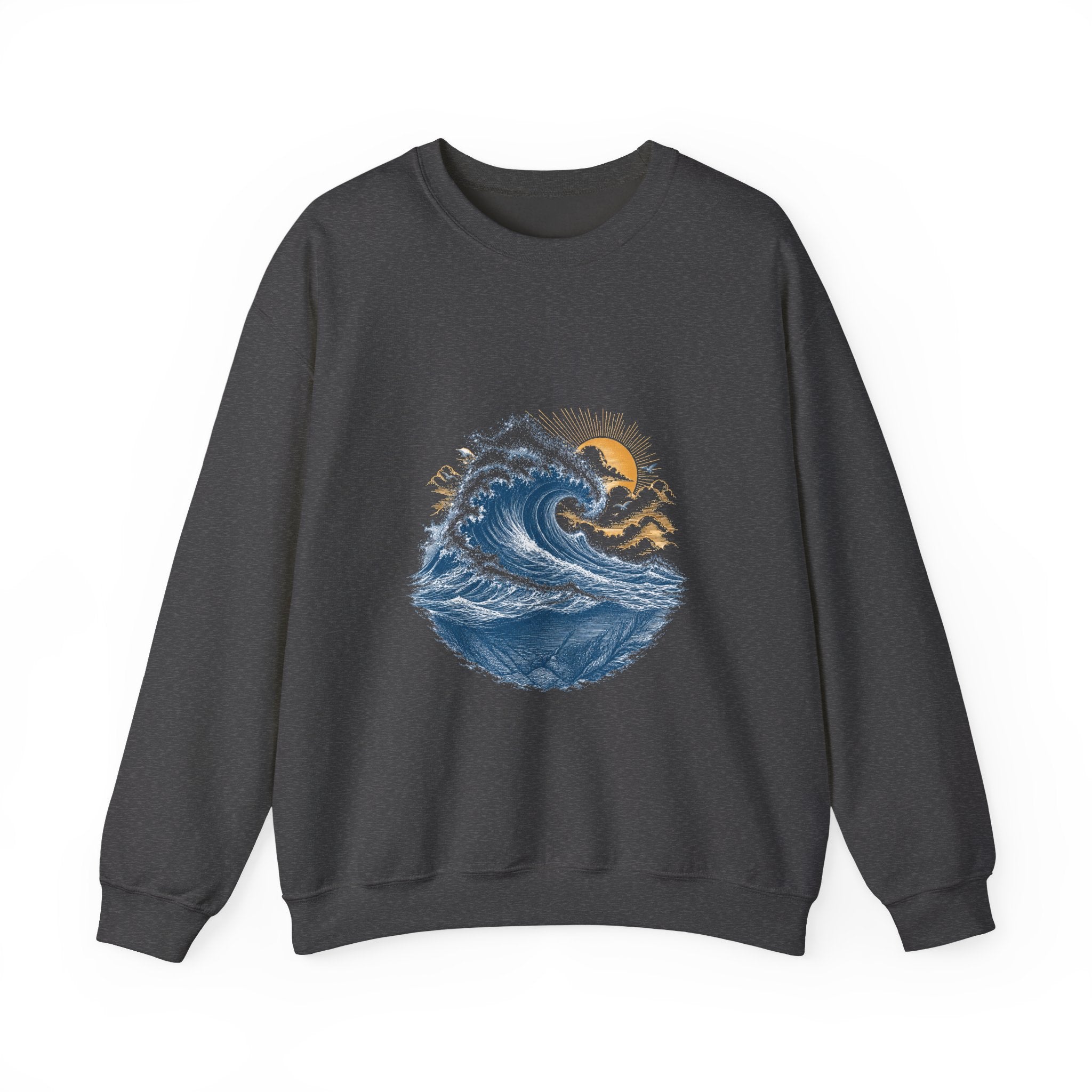 Matching Couple Sweatshirt - Mountain & Ocean Matching Couple Premium Fleece Sweatshirt Vintage Art His Hers Honeymoon Gift - Design B