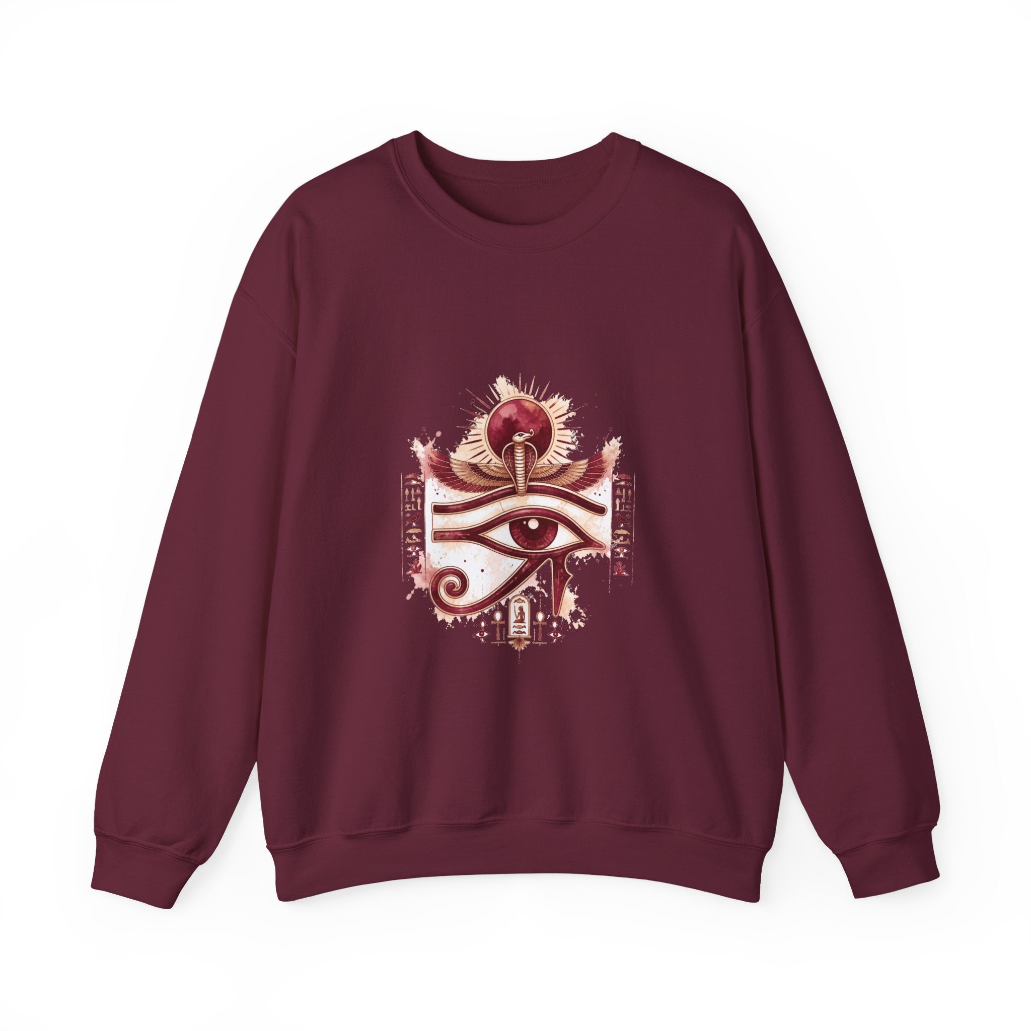 Matching Couple Sweatshirt - Eye of Ra & Horus Matching Couple Crewneck Sweatshirt Watercolor Art His Hers Engagement Gift - Design A