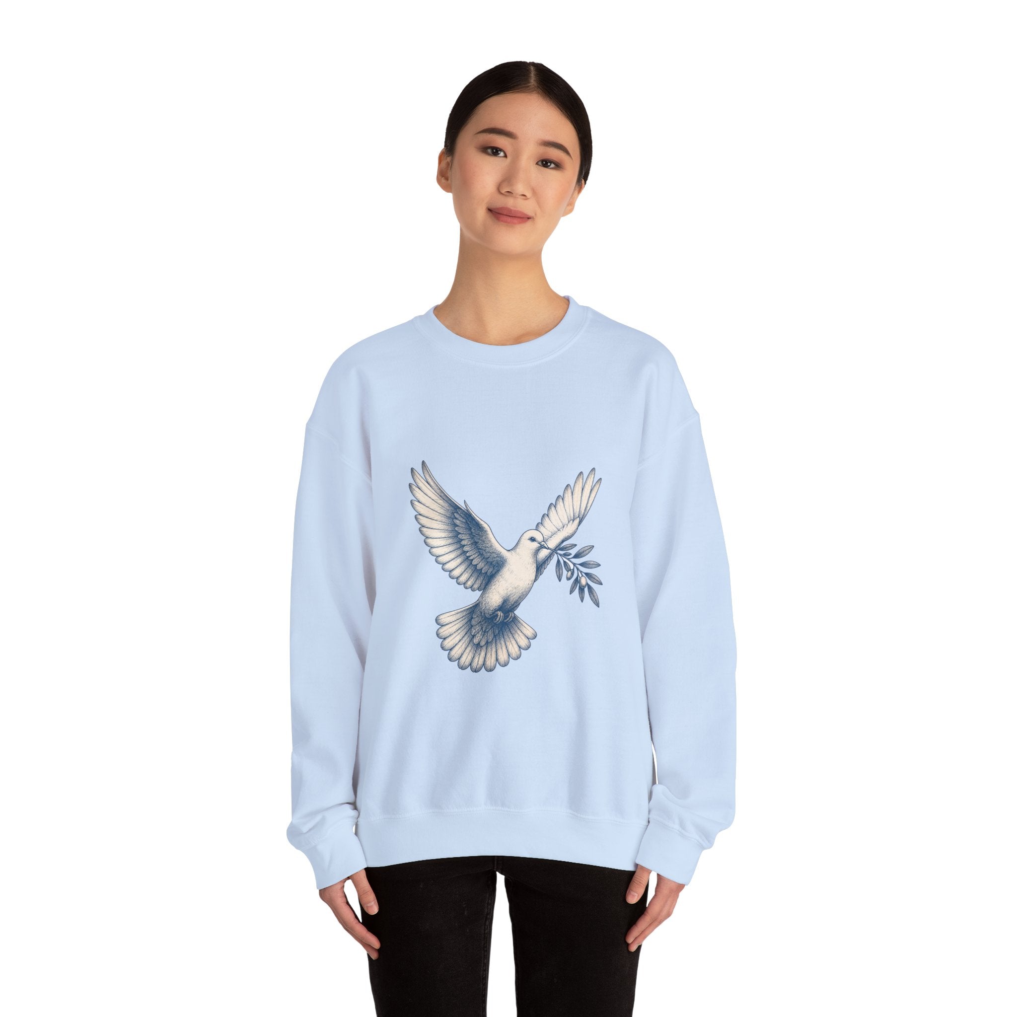 Matching Couple Sweatshirt - Wolf & Dove Matching Couple Premium Fleece Sweatshirt Hand-Drawn Art His Hers Anniversary Gift - Design B