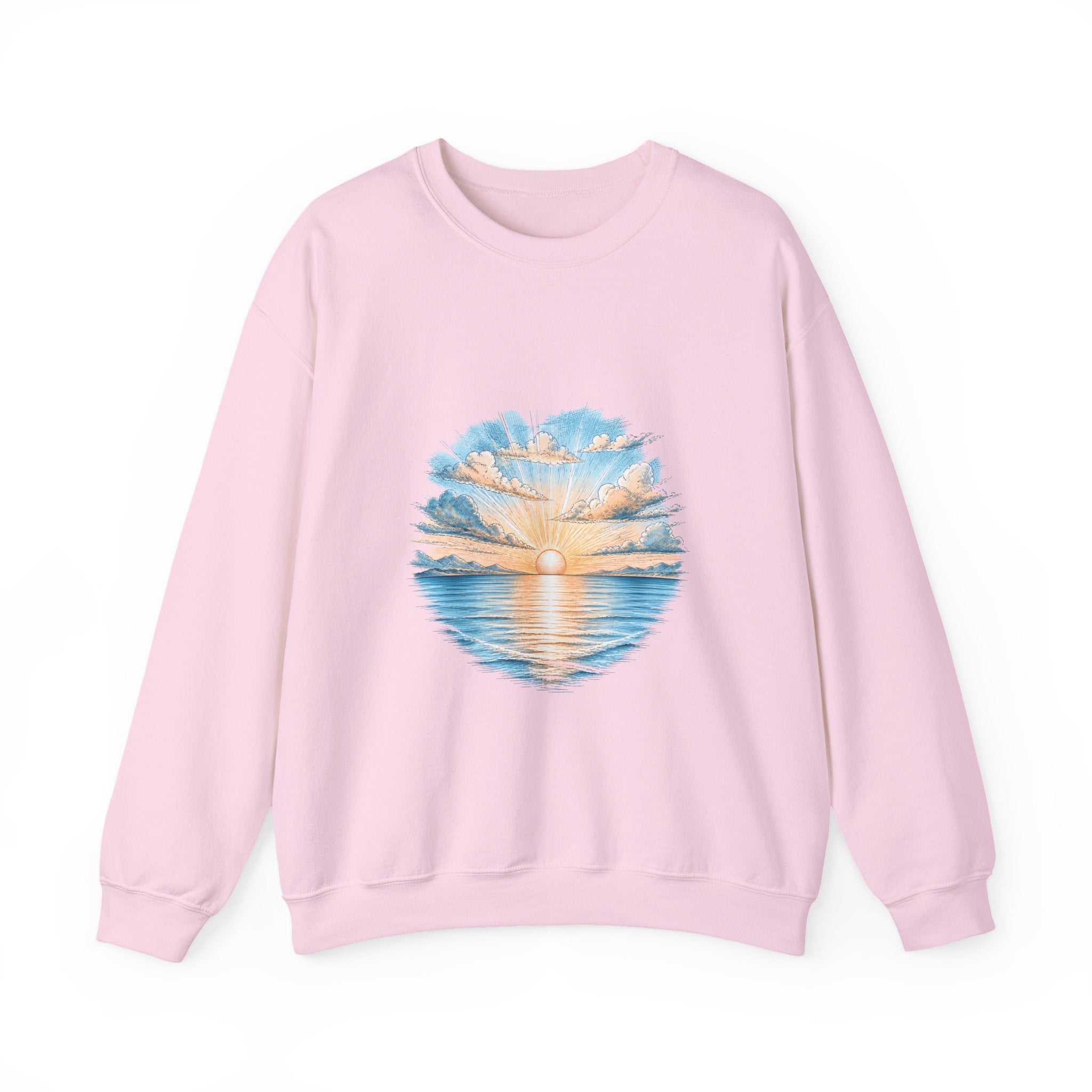 Matching Couple Sweatshirt - Sunrise & Sunset Matching Couple Crewneck Sweatshirt Hand-Drawn Art His Hers Best Friend Gift - Design A