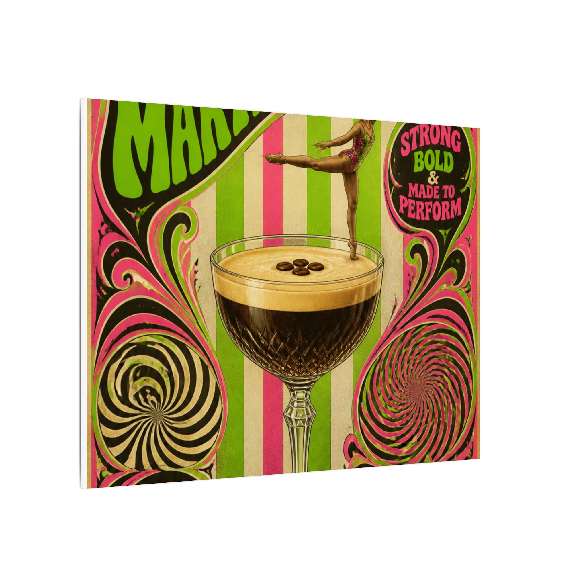 Espresso Martini Acrobat Wall Art Canvas 24×36 Psychedelic Dining Room Decor Maximalist Print