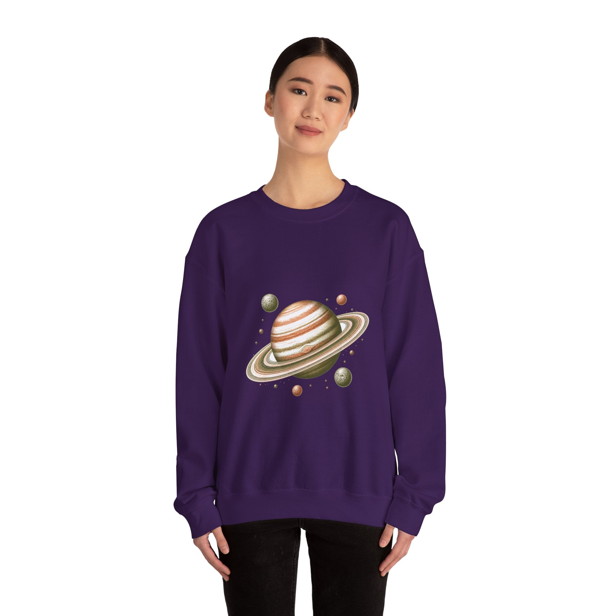 Matching Couple Sweatshirt - Saturn & Jupiter Matching Couple Comfort Colors Crew Hand-Drawn Art His Hers Anniversary Gift - Design A