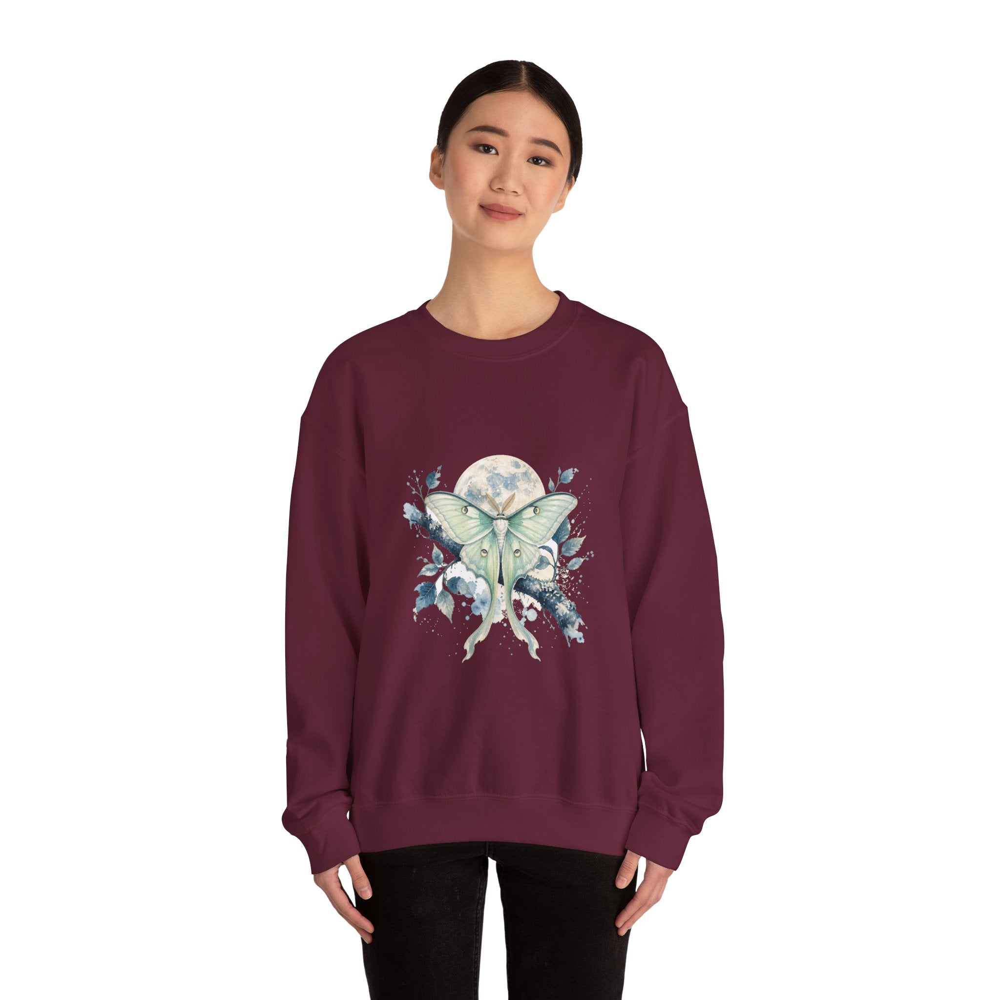 Matching Couple Sweatshirt - Butterfly & Moth Matching Couple Comfort Colors Crew Watercolor Art His Hers Birthday Gift - Design B