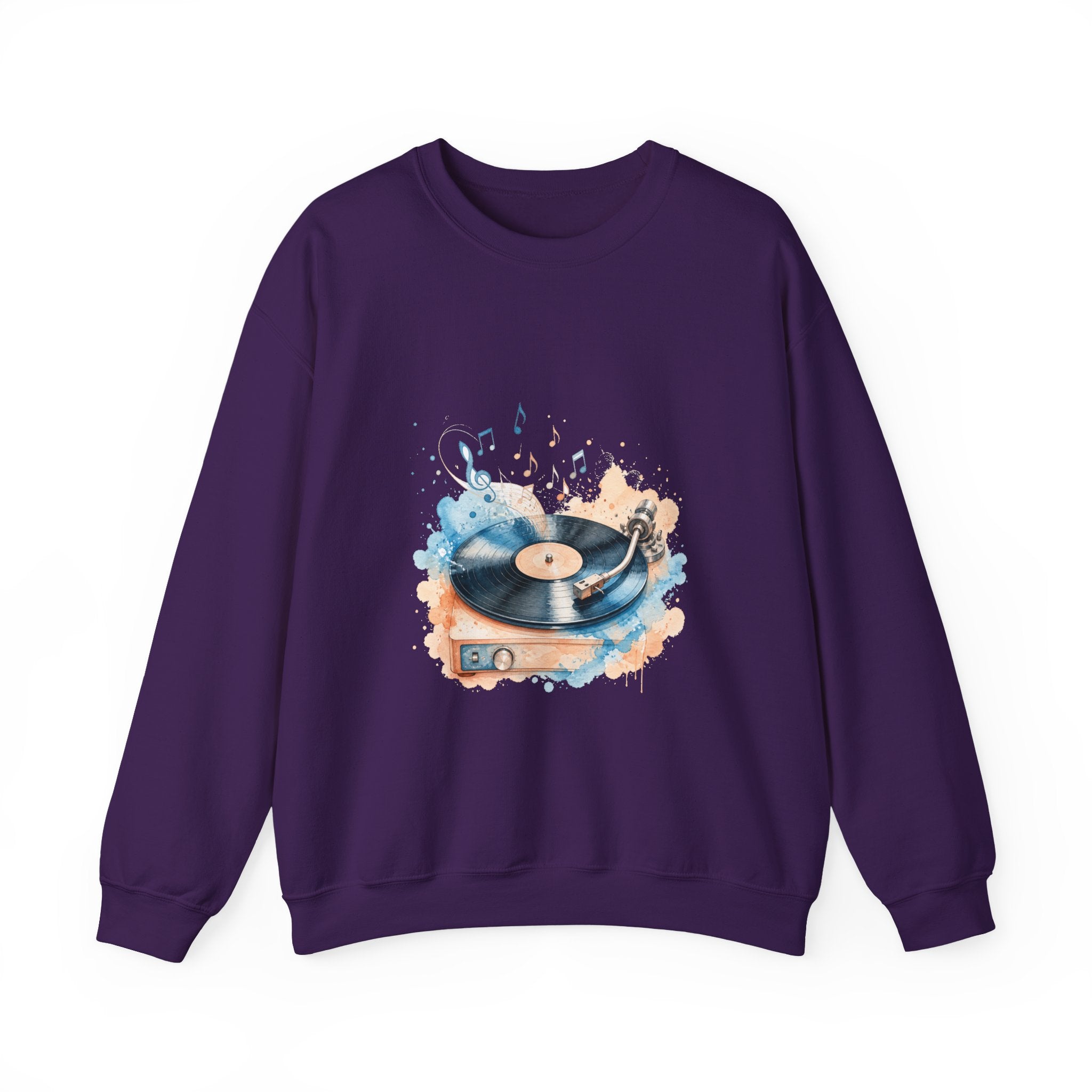 Matching Couple Sweatshirt - Vinyl & Cassette Matching Couple Comfort Colors Crew Watercolor Art His Hers Birthday Gift - Design A