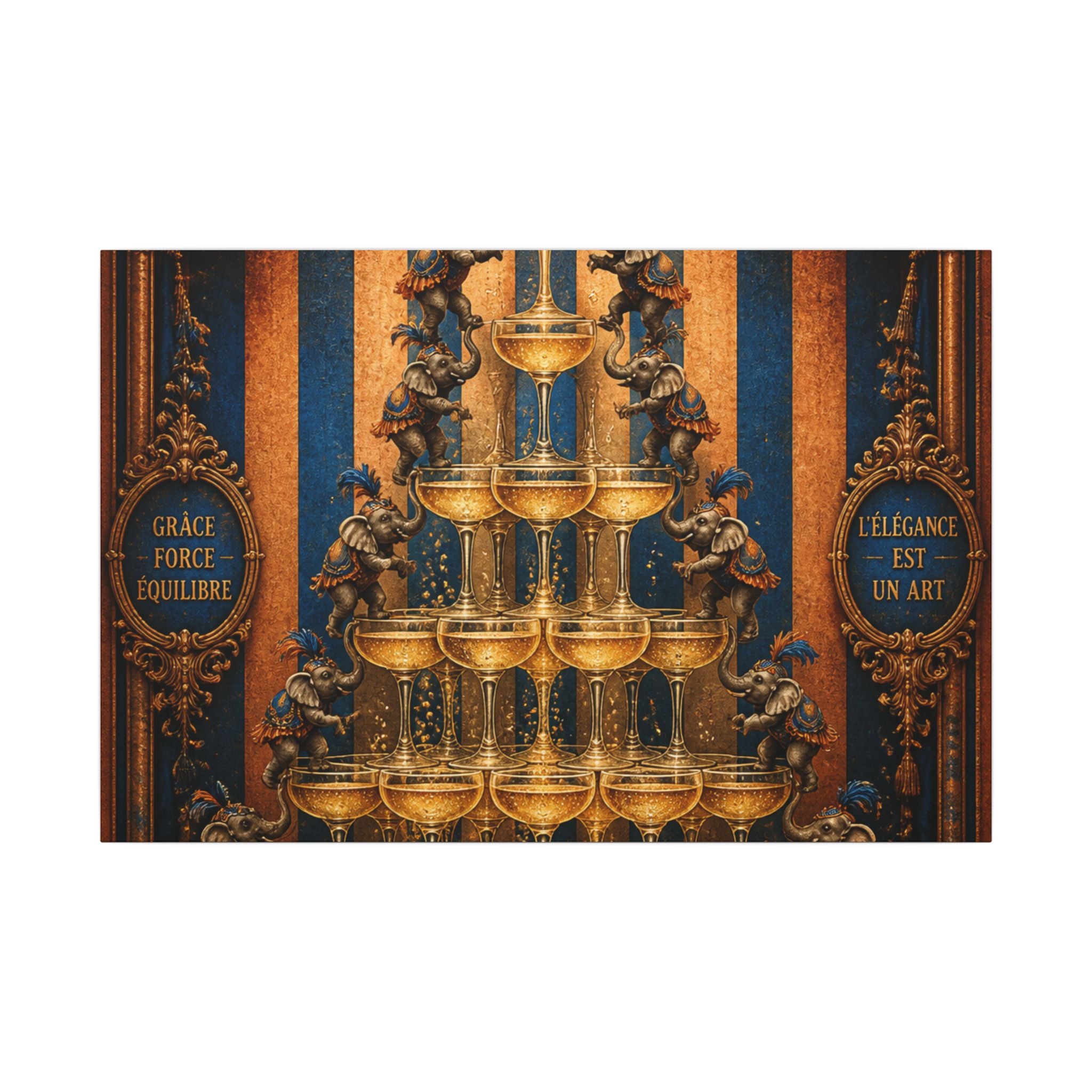 Champagne Tower Elephants Wall Art Canvas 24×36 Baroque Studio Decor Maximalist Print