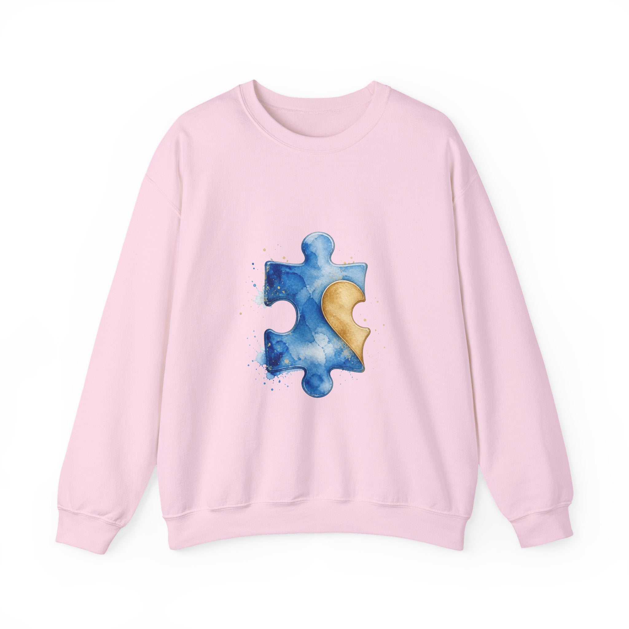 Matching Couple Sweatshirt - Puzzle Pieces Matching Couple Crewneck Sweatshirt Watercolor Art His Hers Engagement Gift - Design A