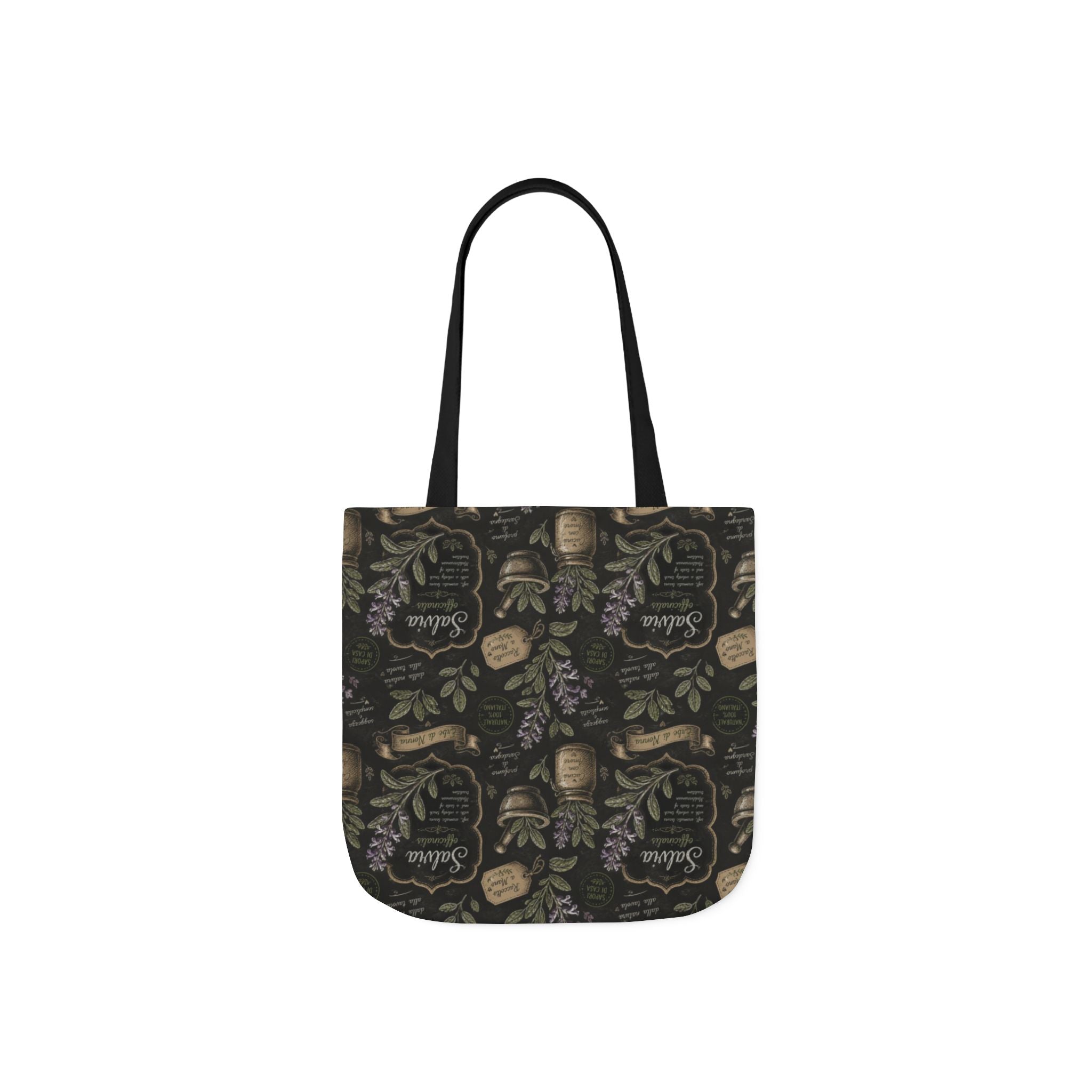 Sage Leaves Canvas Tote Bag Mediterranean Kitchen Chalk Art Design Italian Cottagecore Gift