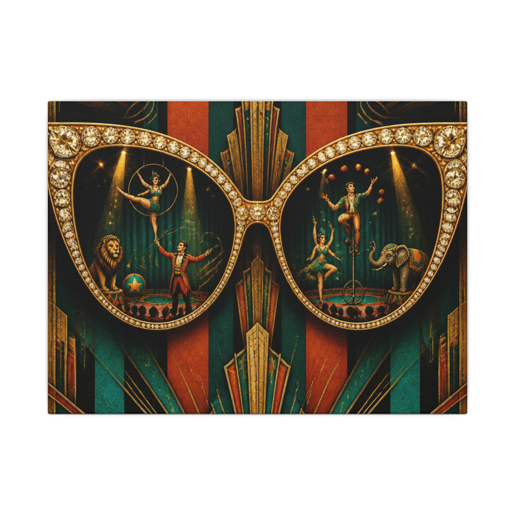 Sunglasses Circus Ring Wall Art Canvas 24×36 Art Deco Bar Area Decor Maximalist Print