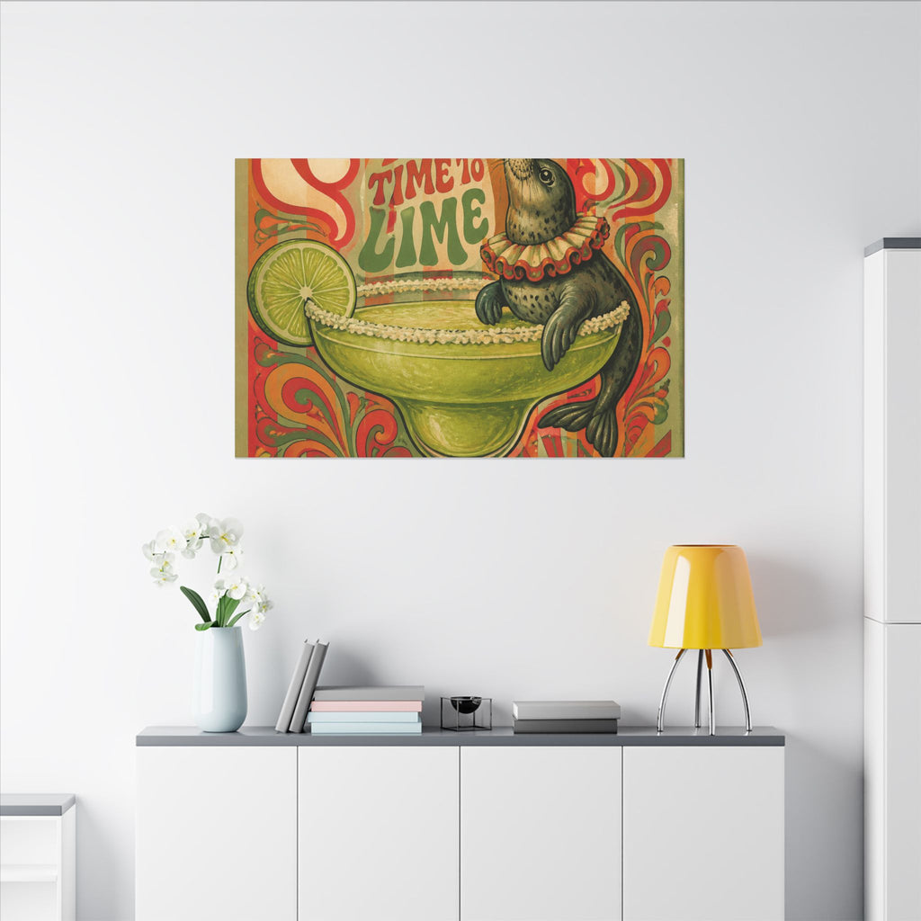 Margarita Balancing Seal Wall Art Canvas 16×20 Psychedelic Cafe Decor Maximalist Print