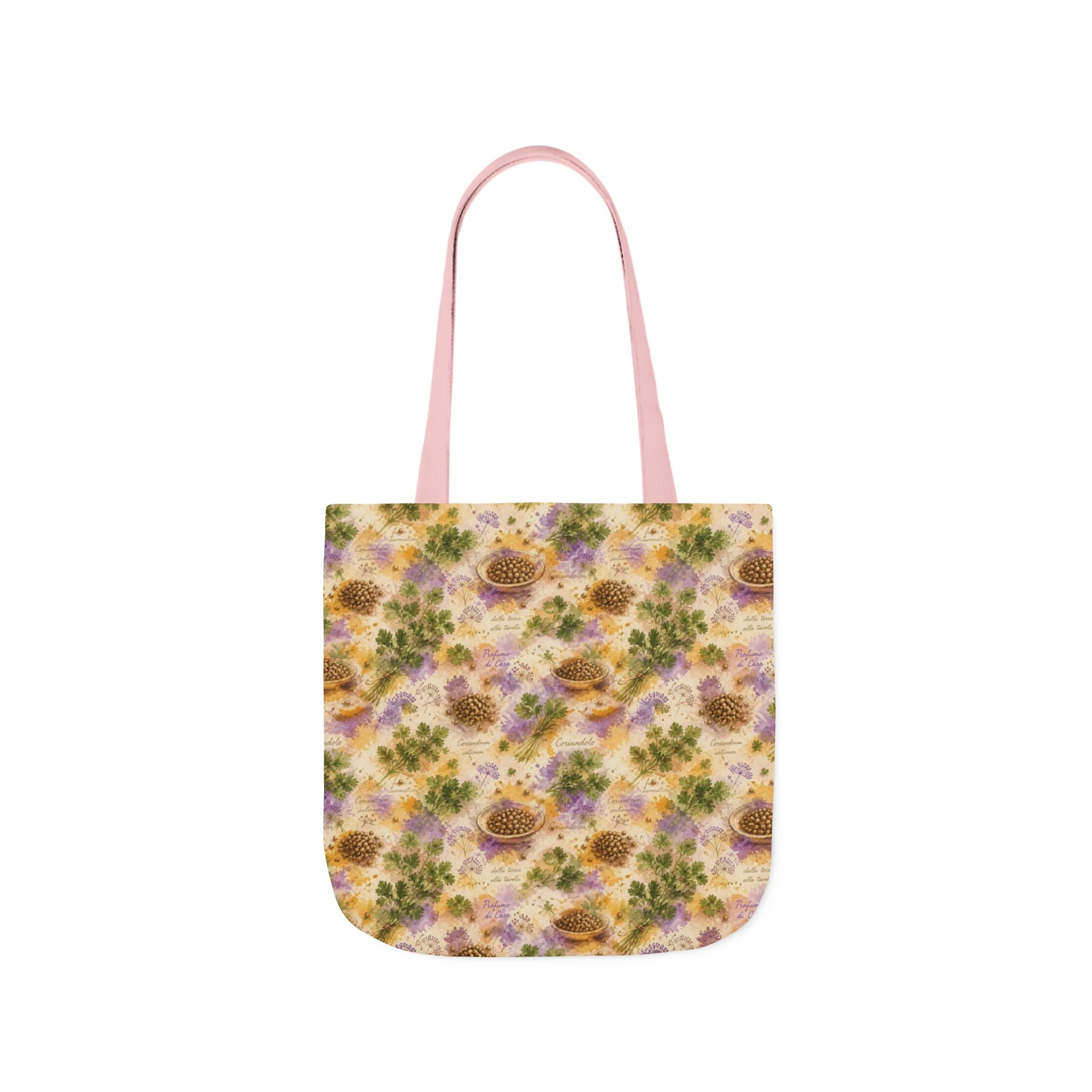 Coriander & Seeds Canvas Tote Bag Mediterranean Kitchen Watercolor Splash Design Italian Cottagecore Gift