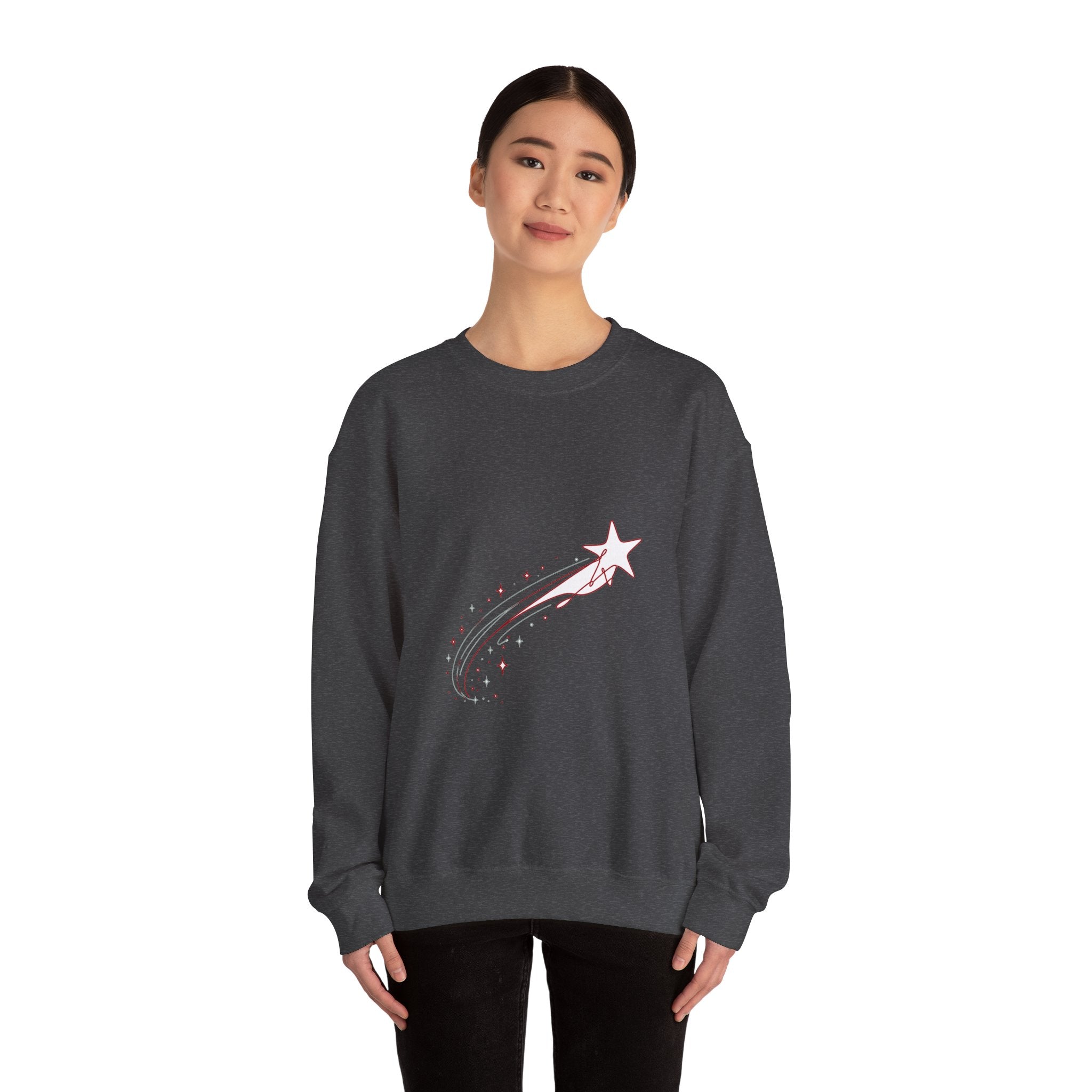 Matching Couple Sweatshirt - Shooting Star & North Star Matching Couple Crewneck Sweatshirt Minimalist Art His Hers Valentine Gift - Design A