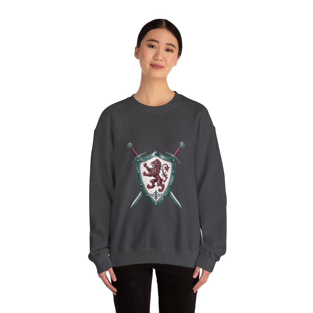Matching Couple Sweatshirt - Crown & Shield Matching Couple Crewneck Sweatshirt Hand-Drawn Art His Hers Best Friend Gift - Design B