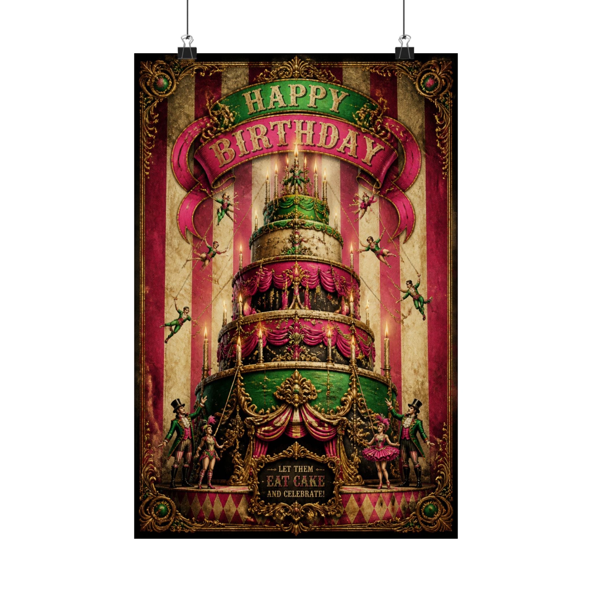 Birthday Cake Trapeze Wall Art Poster 18×24 Baroque Home Office Decor Maximalist Print