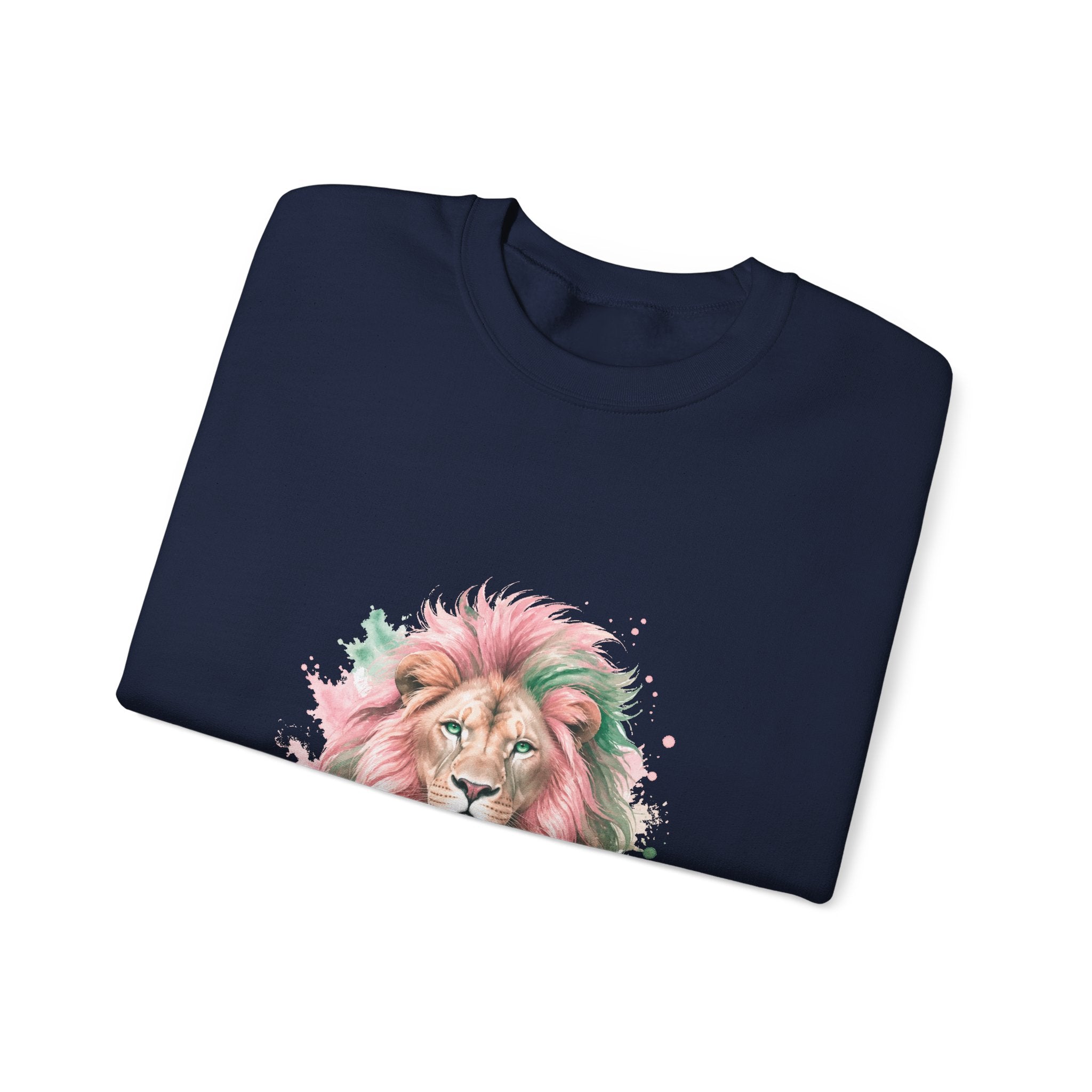 Matching Couple Sweatshirt - Lion & Lamb Matching Couple Premium Fleece Sweatshirt Watercolor Art His Hers Birthday Gift - Design A
