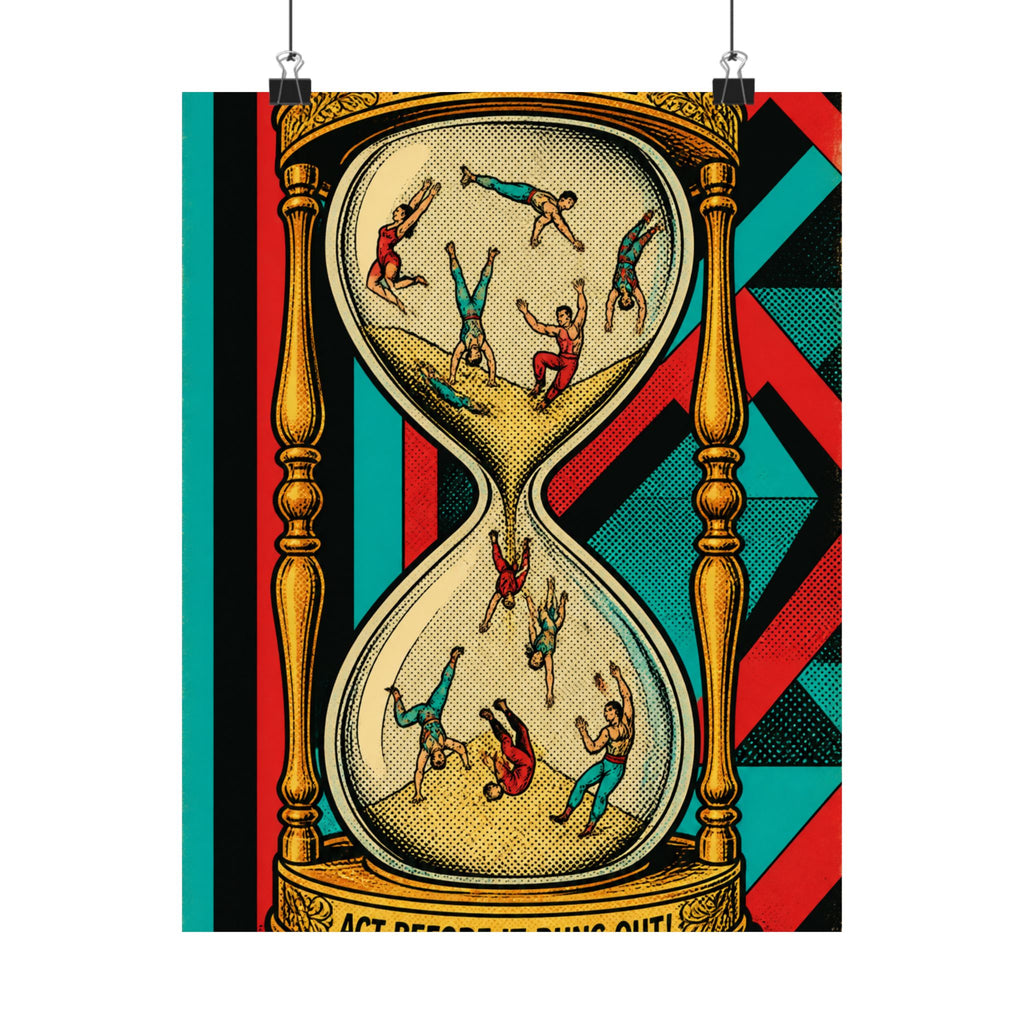 Hourglass Acrobats Wall Art Poster 24×36 Pop Art Restaurant Decor Maximalist Print