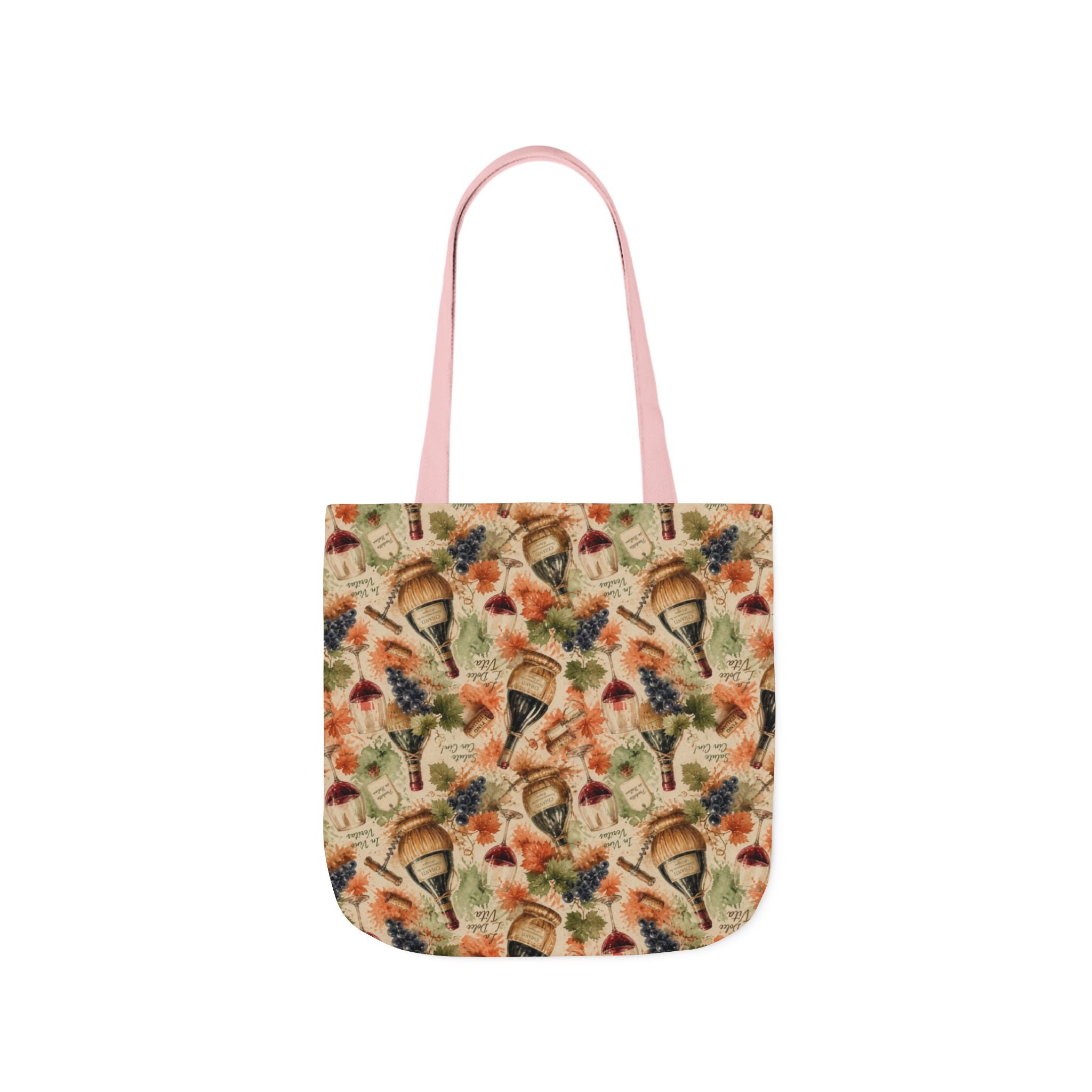 Wine Bottles & Glasses Canvas Tote Bag Mediterranean Kitchen Watercolor Splash Design Italian Cottagecore Gift