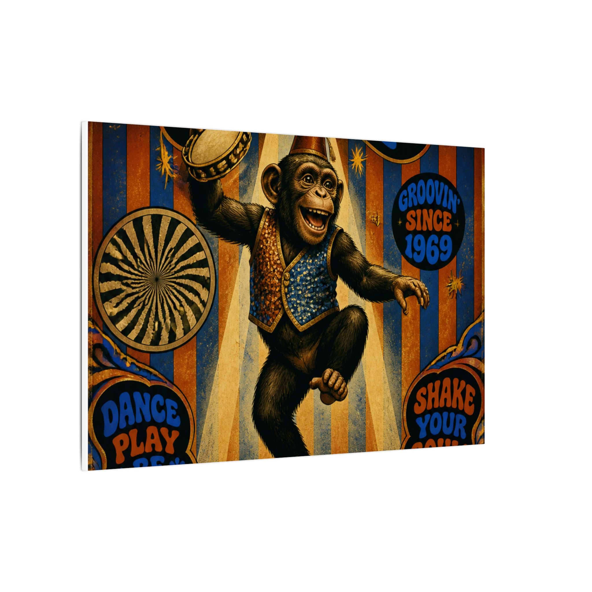 Dancing Monkey Wall Art Canvas 24×36 Psychedelic Dining Room Decor Maximalist Print