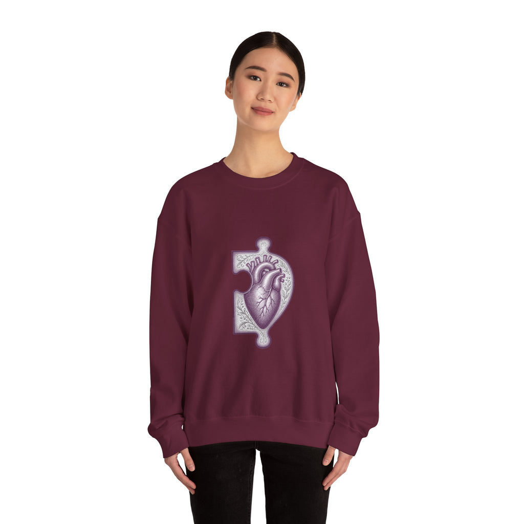Matching Couple Sweatshirt - Puzzle Pieces Matching Couple Premium Fleece Sweatshirt Vintage Art His Hers Honeymoon Gift - Design B
