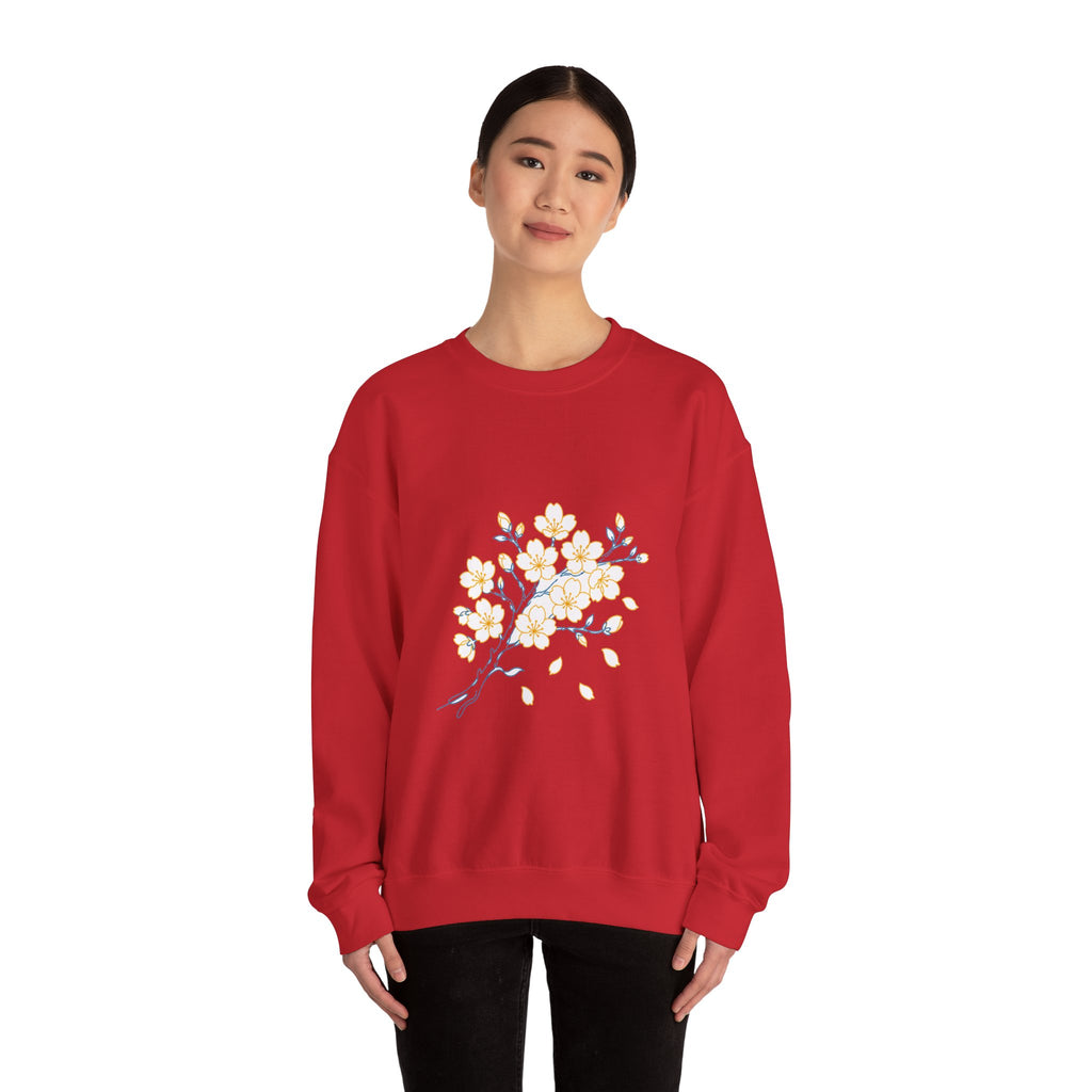 Matching Couple Sweatshirt - Cherry Blossom & Maple Leaf Matching Couple Comfort Colors Crew Minimalist Art His Hers Christmas Gift - Design A