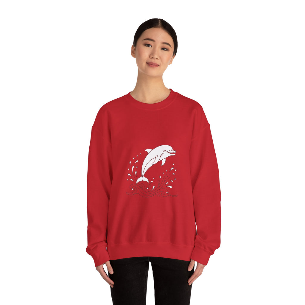 Matching Couple Sweatshirt - Shark & Dolphin Matching Couple Comfort Colors Crew Minimalist Art His Hers Christmas Gift - Design B