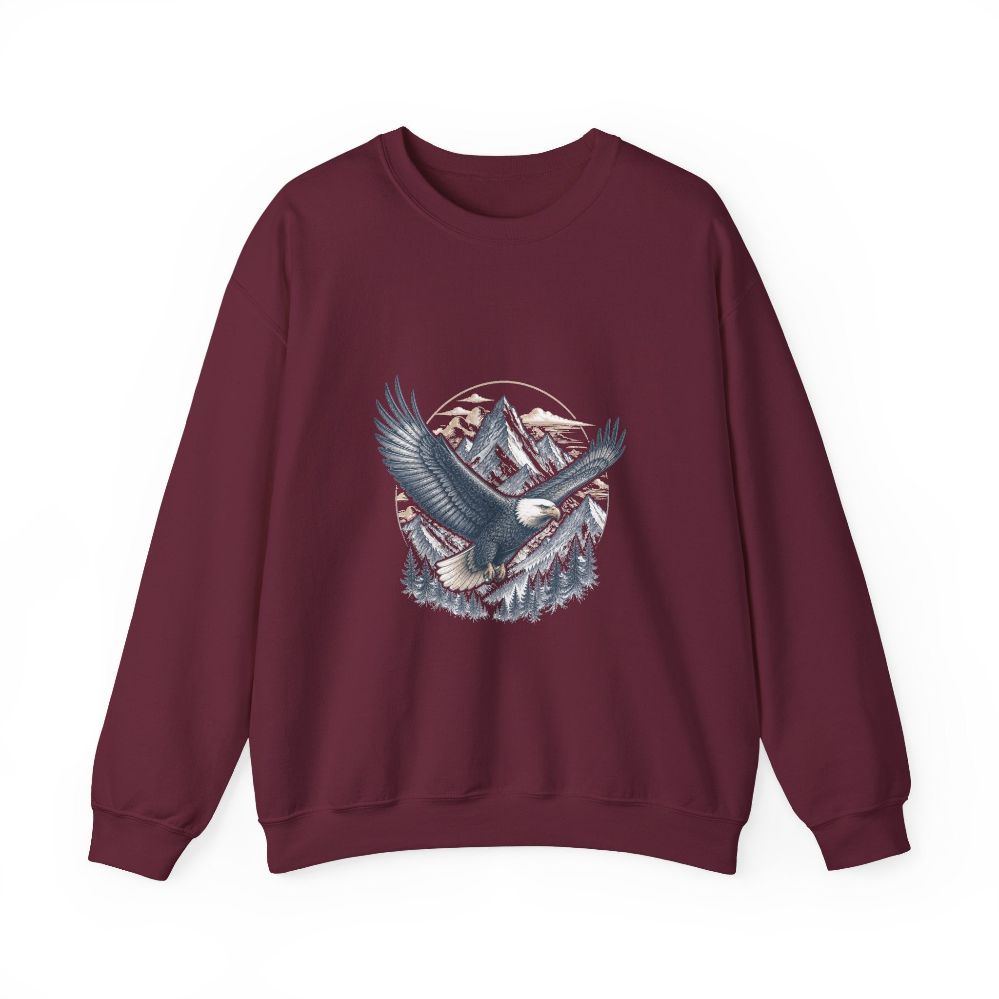 Matching Couple Sweatshirt - Eagle & Whale Matching Couple Crewneck Sweatshirt Hand-Drawn Art His Hers Best Friend Gift - Design A