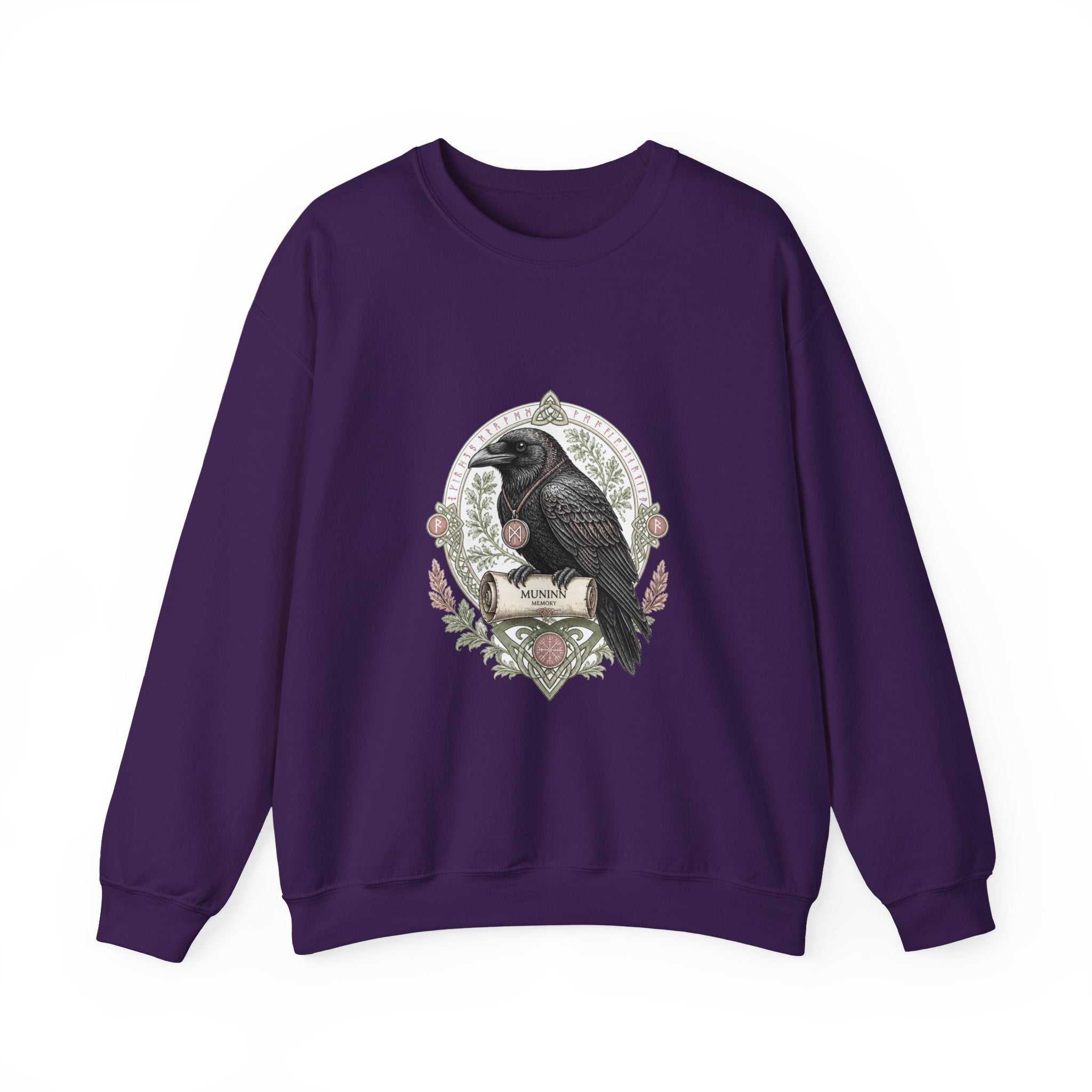Matching Couple Sweatshirt - Huginn & Muninn Matching Couple Crewneck Sweatshirt Vintage Art His Hers Wedding Gift - Design B