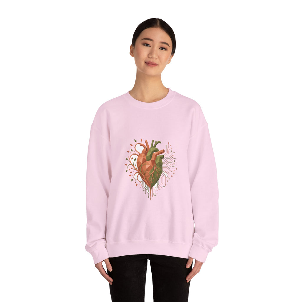 Matching Couple Sweatshirt - Robot & Heart Matching Couple Crewneck Sweatshirt Geometric Art His Hers Couple Gift - Design B