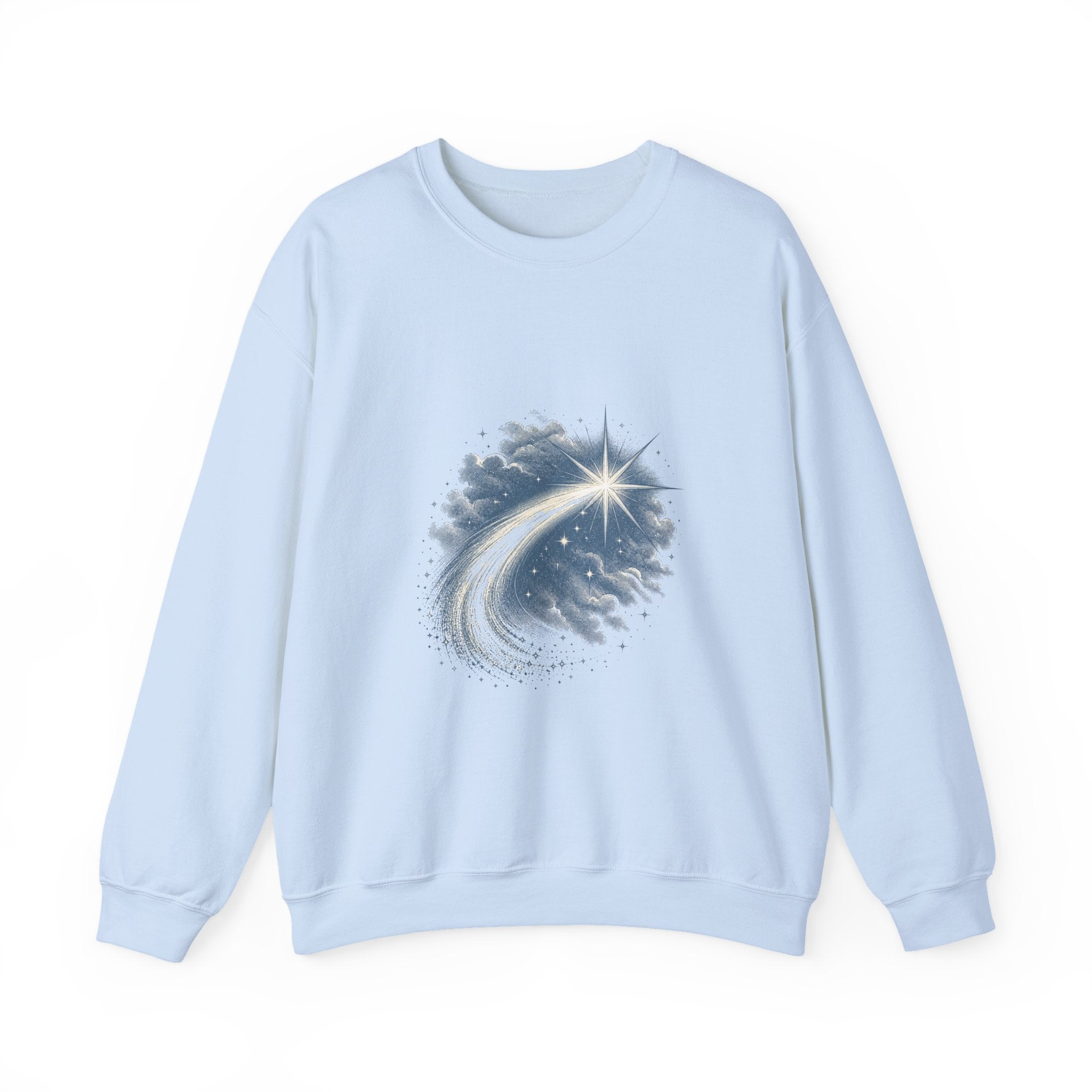 Matching Couple Sweatshirt - Shooting Star & North Star Matching Couple Crewneck Sweatshirt Vintage Art His Hers Wedding Gift - Design A