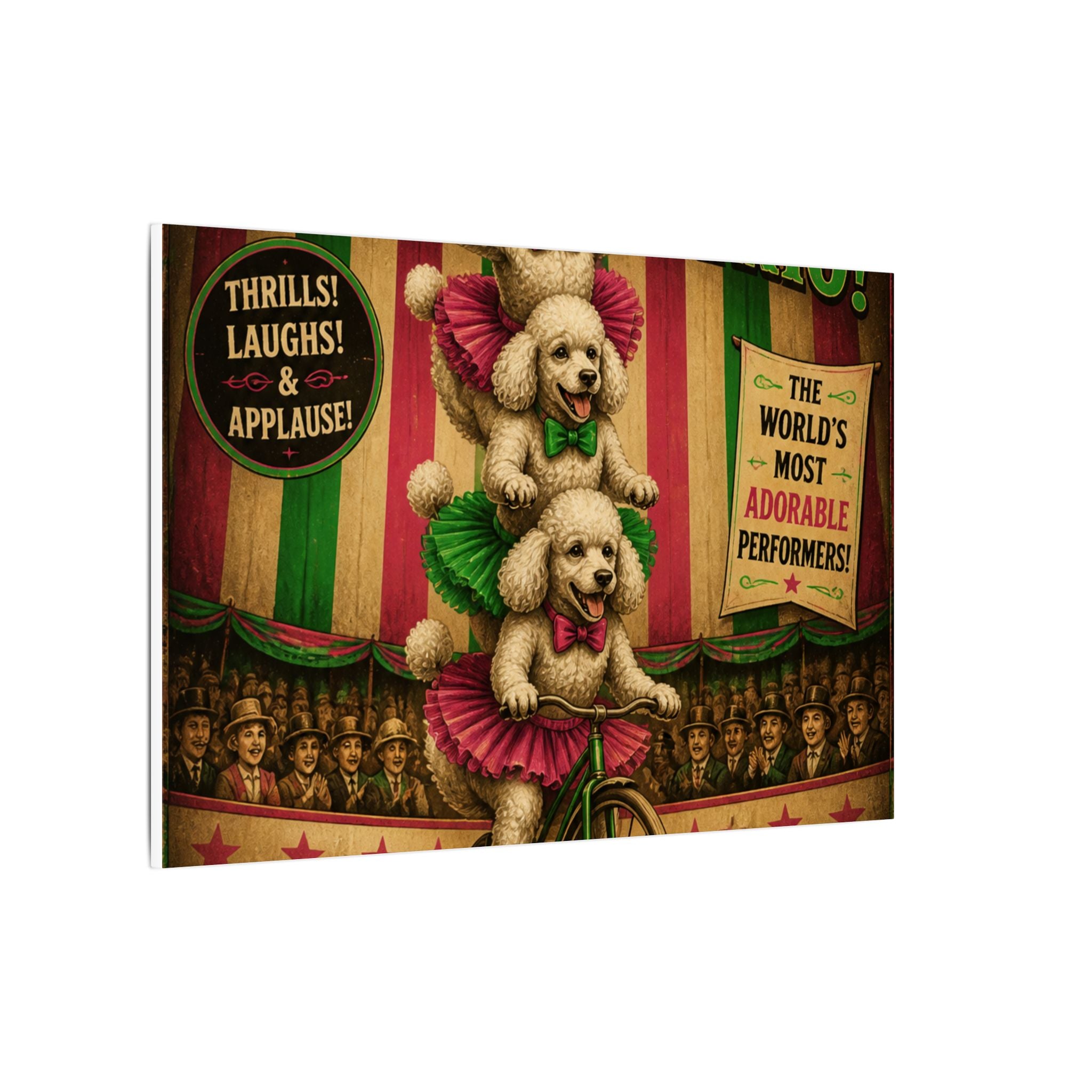 Poodle Stack Bicycle Wall Art Canvas 16×20 Vintage Circus Kitchen Decor Maximalist Print