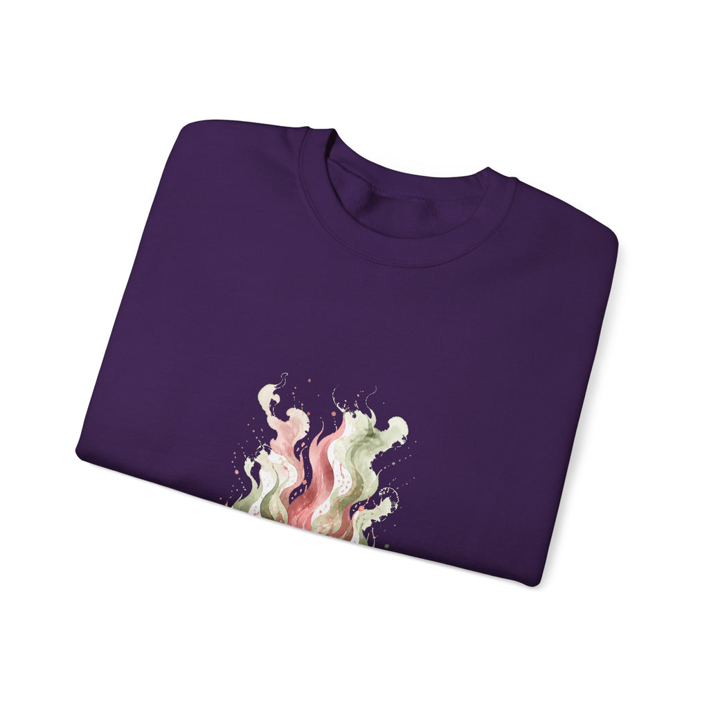 Matching Couple Sweatshirt - Wildfire & Waterfall Matching Couple Premium Fleece Sweatshirt Watercolor Art His Hers Birthday Gift - Design A