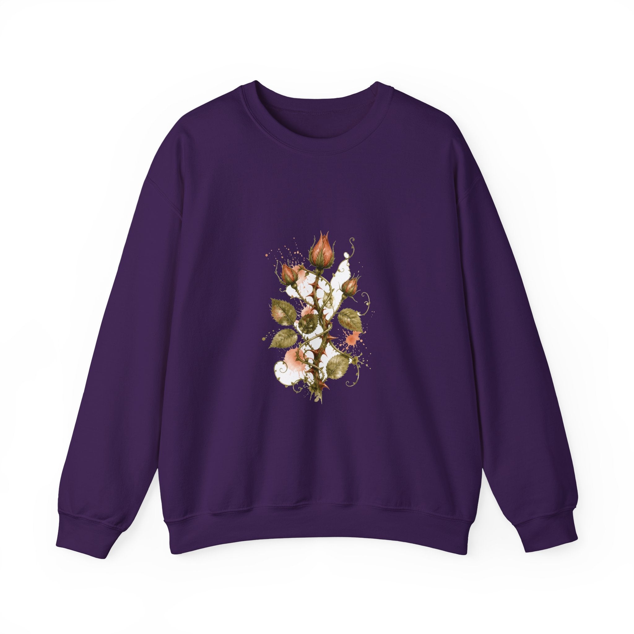 Matching Couple Sweatshirt - Rose & Thorn Matching Couple Premium Fleece Sweatshirt Watercolor Art His Hers Birthday Gift - Design B
