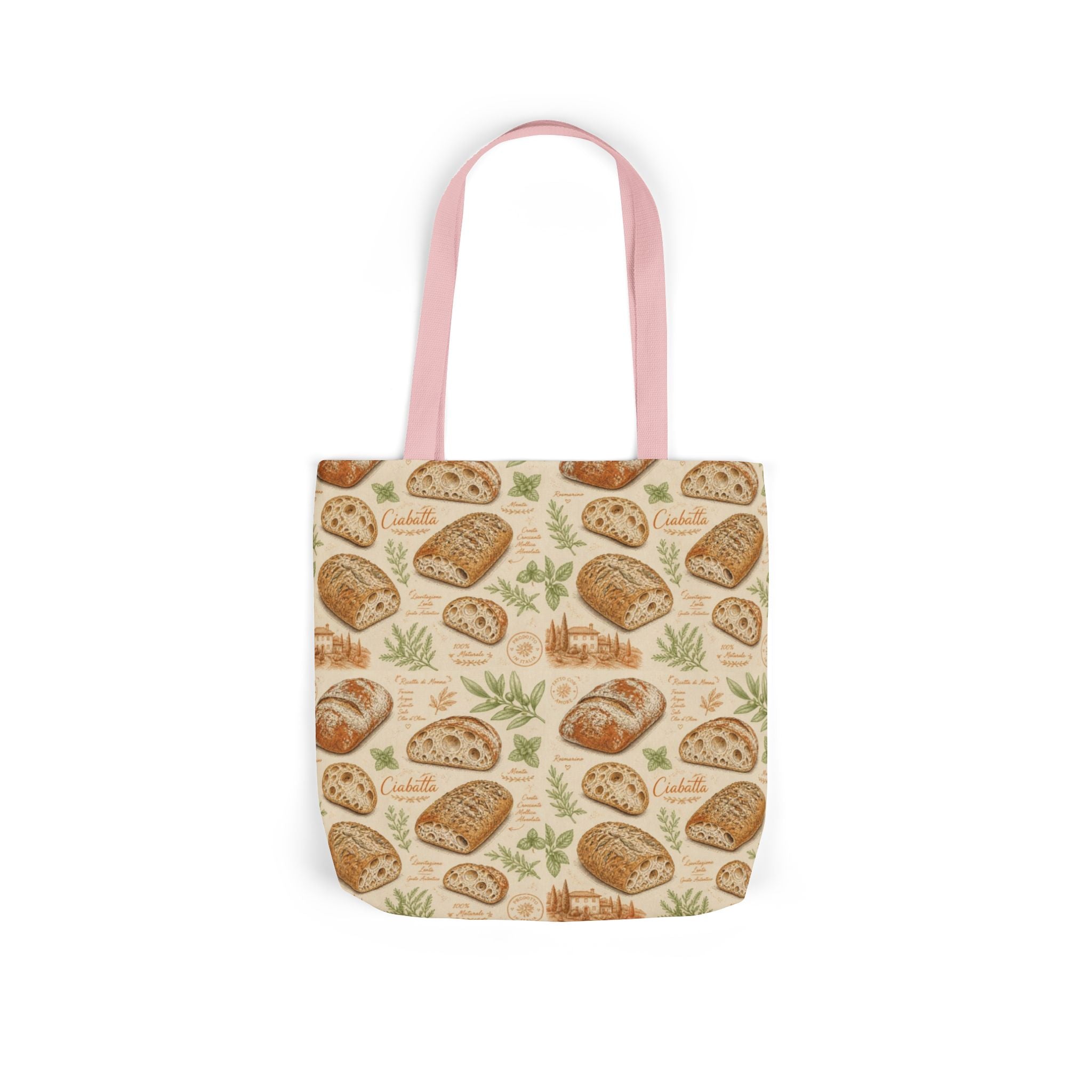 Ciabatta Rolls Canvas Tote Bag Mediterranean Kitchen Botanical Design Italian Cottagecore Gift