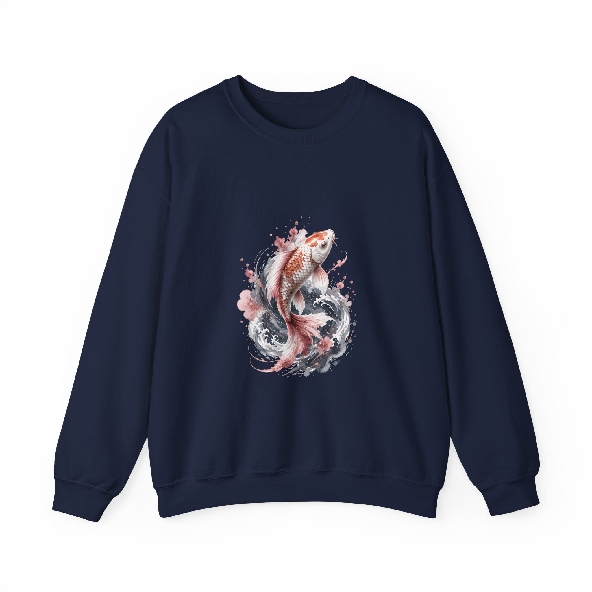 Matching Couple Sweatshirt - Koi Fish Yin Yang Matching Couple Crewneck Sweatshirt Watercolor Art His Hers Engagement Gift - Design A