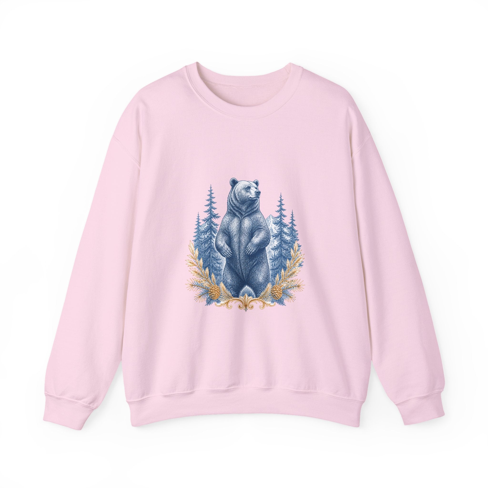 Matching Couple Sweatshirt - Bear & Deer Matching Couple Crewneck Sweatshirt Vintage Art His Hers Wedding Gift - Design A