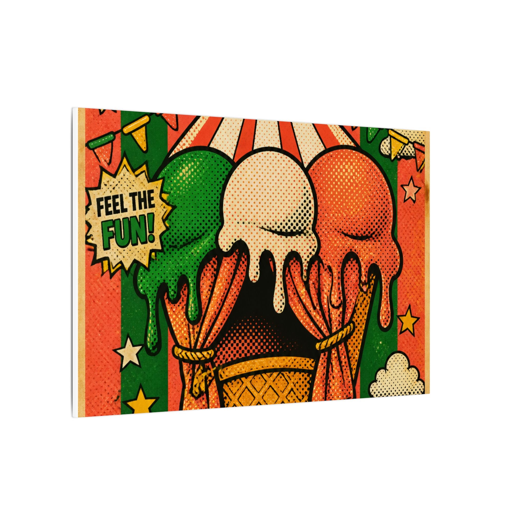 Ice Cream Cone Circus Tent Wall Art Canvas 24×36 Pop Art Restaurant Decor Maximalist Print